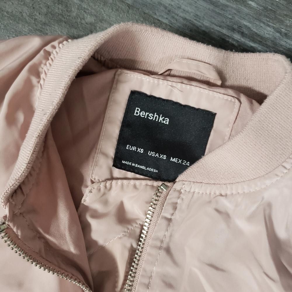 Bershka Dust Pink Ruched Bershka Bomber Zip Up Size XS / US 0-2 / IT 36-38 - 3 Thumbnail