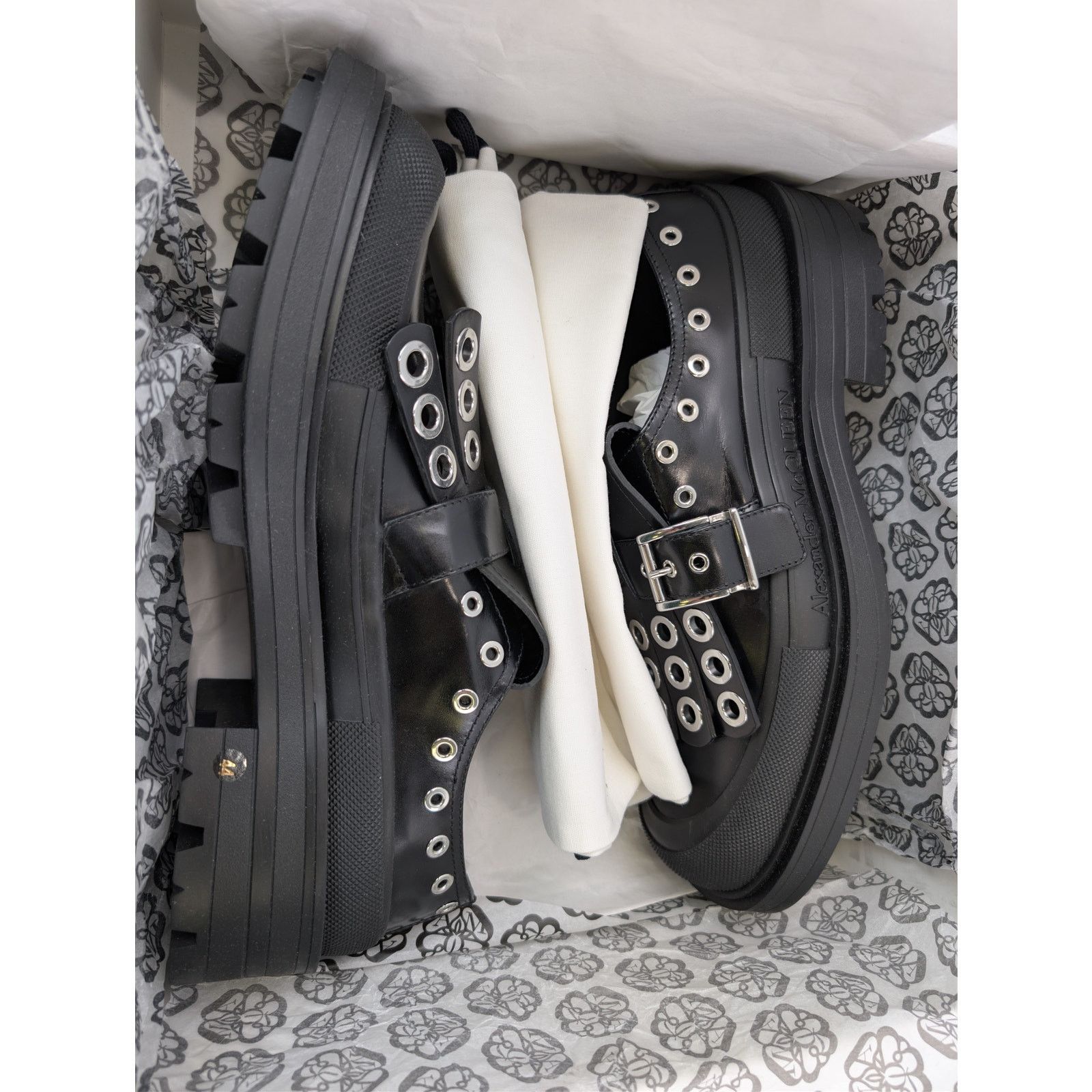 Alexander McQueen o1rshd1 Monk Strap Boxcar Hardware Shoe Tread Boots in Black Size US 11 / EU 44 - 20 Thumbnail
