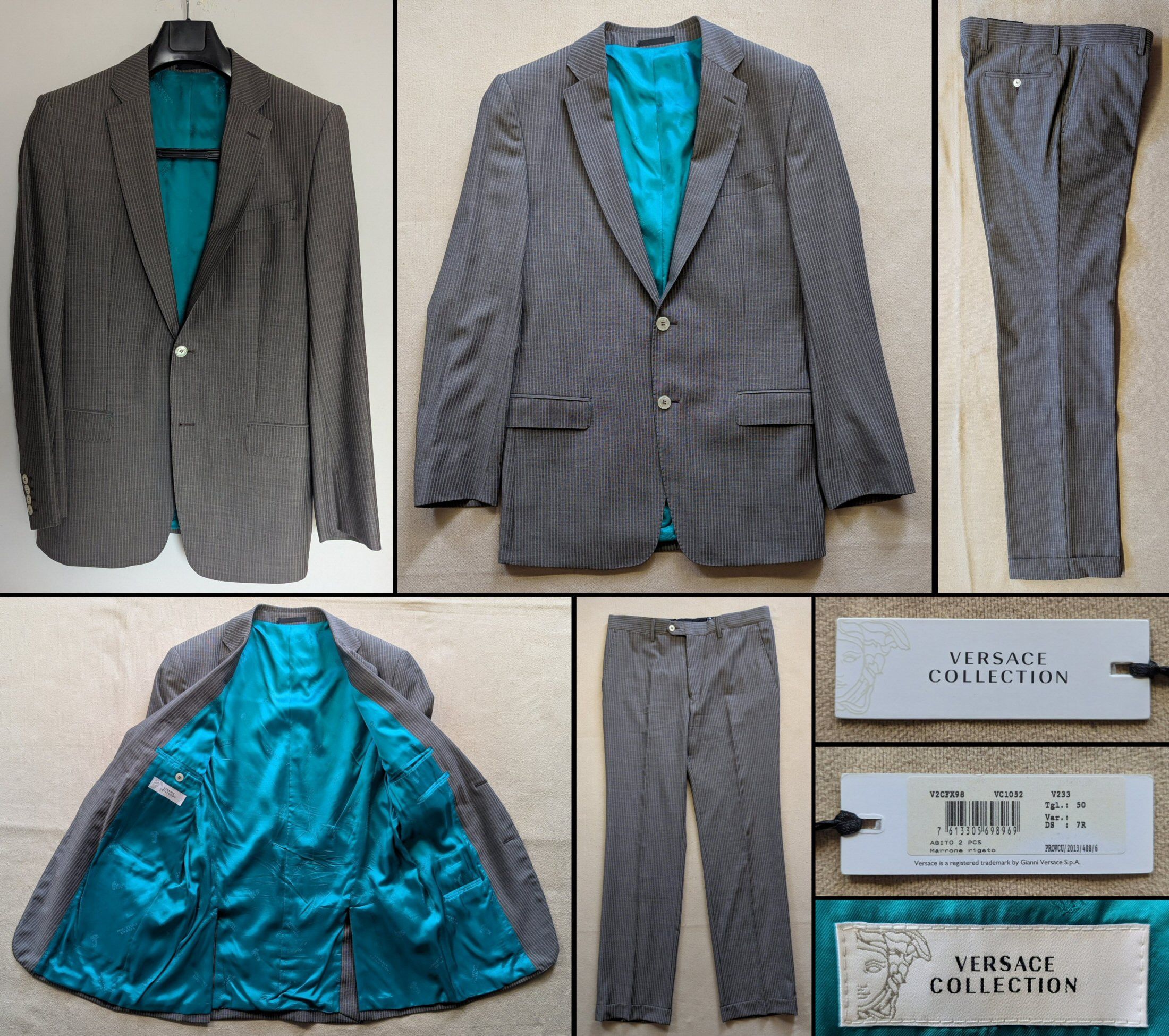 Versace Versace 2-Button Single Breasted Brown Suit IT50/US40 NWT Size 40R - 1 Thumbnail