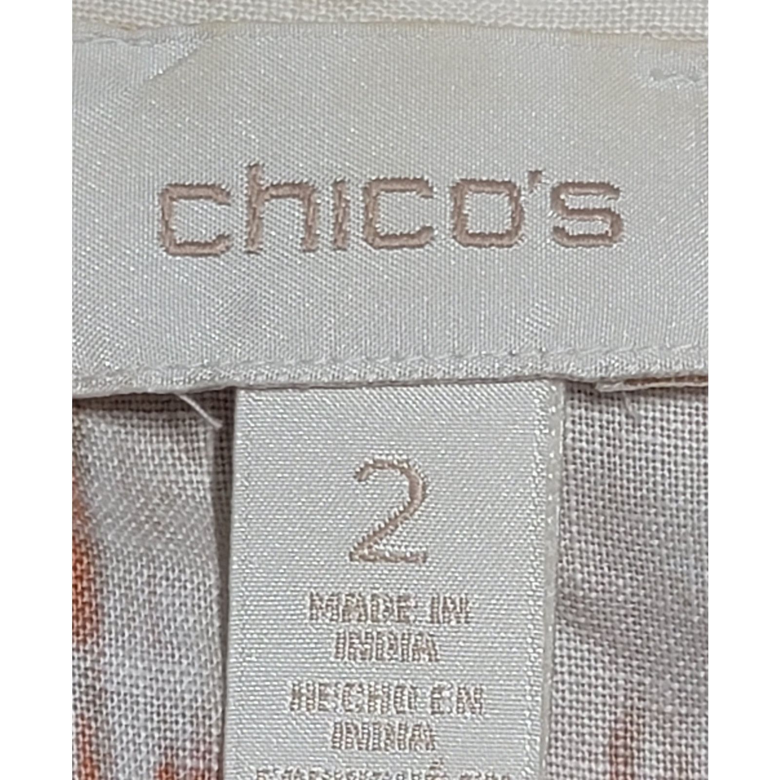 Chicos Chico's Cream Orange Abstract Half Snap Closure Jacket 2 L Size L / US 10 / IT 46 - 3 Thumbnail