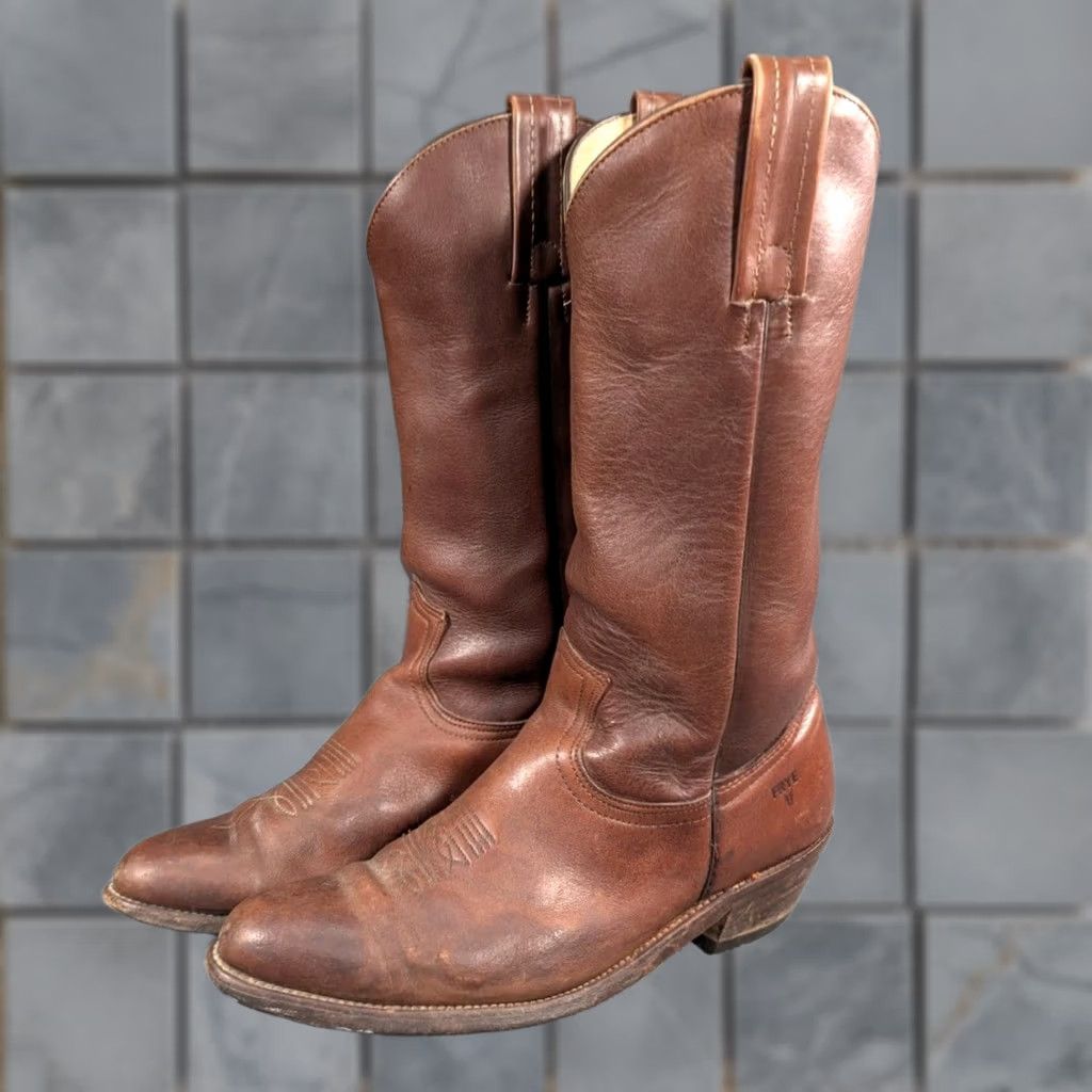 Frye VINTAGE Frye Boots Brown Leather USA 2350 Western Cowboy Mens 9 D Boots Brown Leather Western Cowboy Mens 9 D Size US 9 / EU 42 - 1 Thumbnail