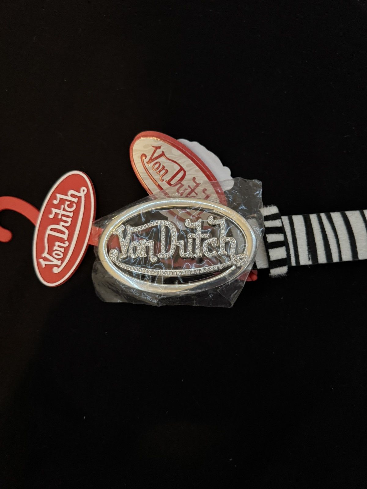Von Dutch Vintage Von Dutch Rhinestone belt, Zebra, Y2k Size ONE SIZE - 1 Thumbnail