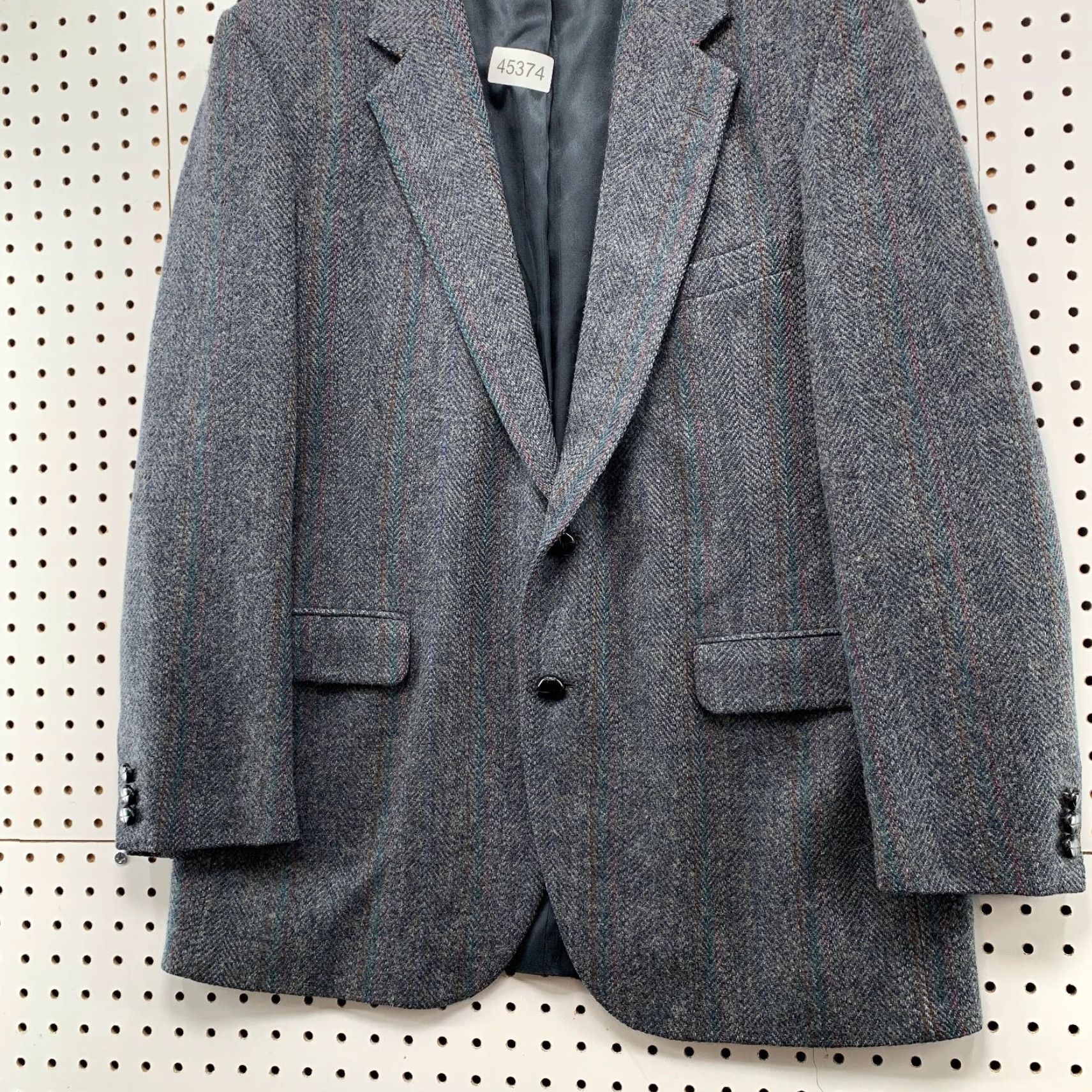 Vintage VINTAGE Eagle 100% Wool Blazer Mens Size 42 Gray Herringbone Striped USA Jacket Blazer Size 42R - 3 Thumbnail