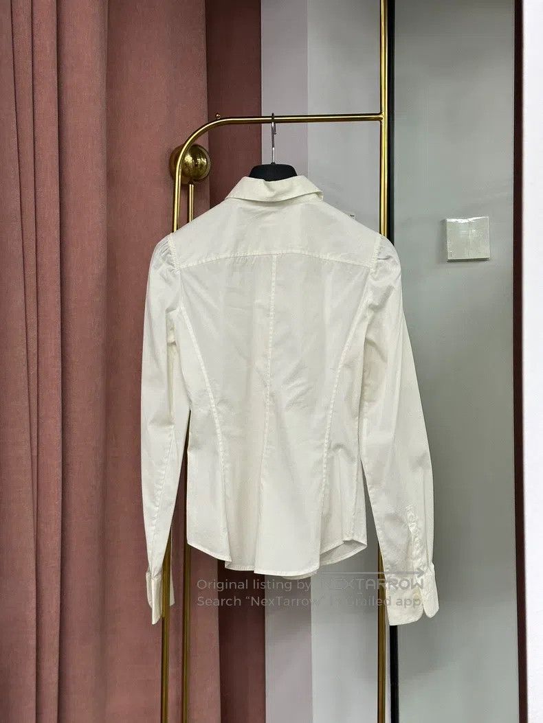 Loro Piana Loro Piana White Collared Long Sleeve Shirt Size XS / US 0-2 / IT 36-38 - 3 Thumbnail