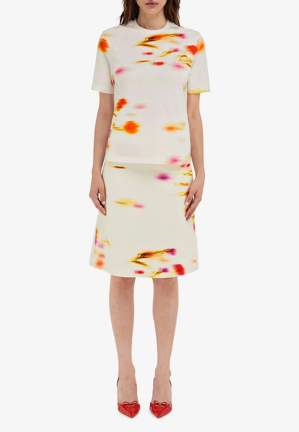 Salvatore Ferragamo o1s1rm0526 Blossom Print Knee-Length Skirt in Multicolor Size 28" / US 6 / IT 42 - 3 Thumbnail
