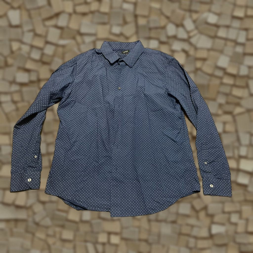 Apt. 9 APT. 9 Shirt Mens XL Navy Button Up Long Sleeve Slim Fit - Shirt - Adult XL - Blue - Casual - 9 Brand Slimming - Fall Spring Summer - Mens Size US XL / EU 56 / 4 - 1 Thumbnail