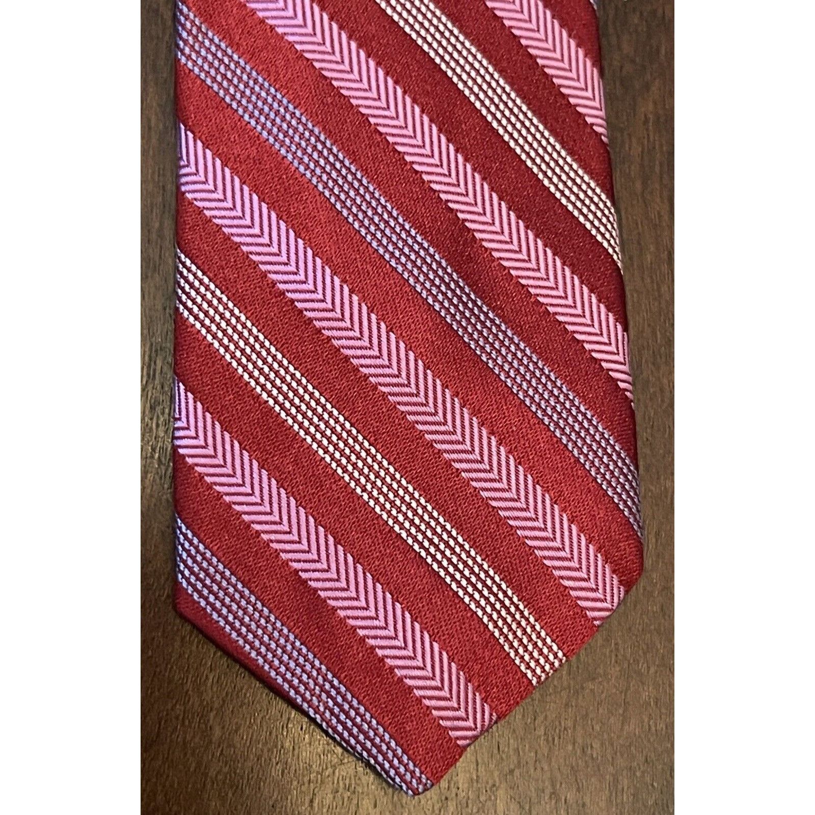 DKNY Dkny Red Pink 100% Silk Men’s Neck Tie Made In Usa Size ONE SIZE - 6 Thumbnail