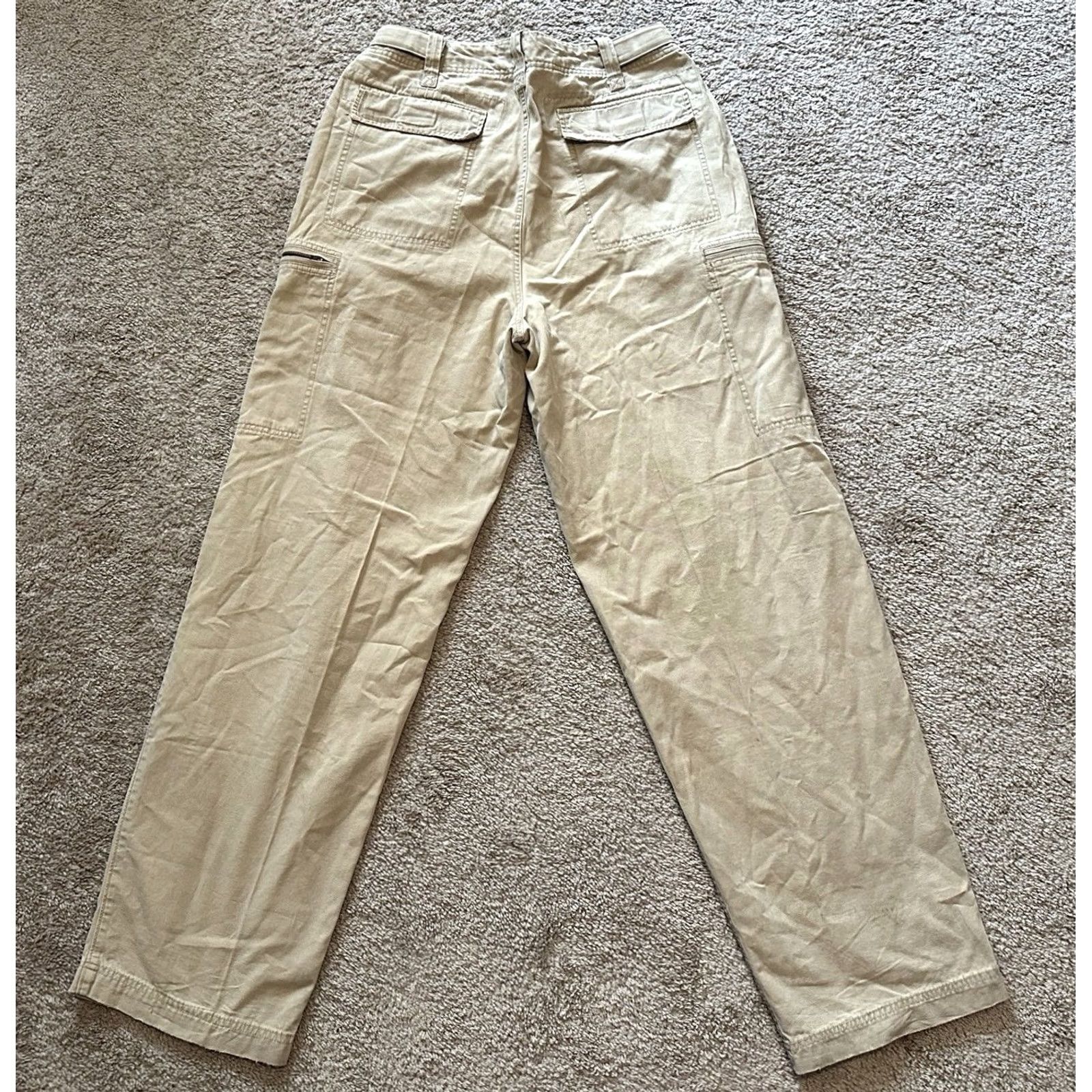 Abercrombie & Fitch VINTAGE Abercrombie & Fitch Cargo Pants Mens 34L Canvas Beige 34 Inseam Straight Pocket Grunge Style Size US 34 / EU 50 - 5 Thumbnail