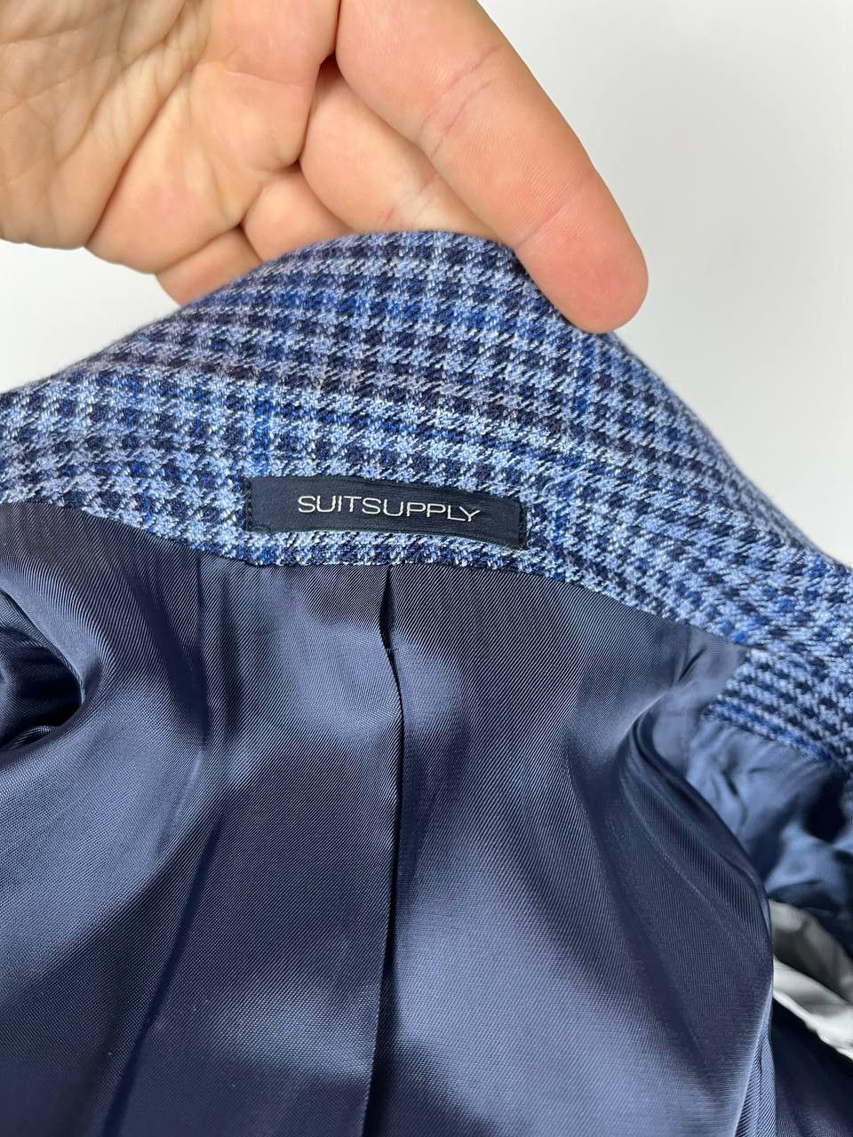 Suitsupply Suitsupply Lazio Wool Silk Linen Check Blue Blazer Size 44 Size 44R - 8 Thumbnail
