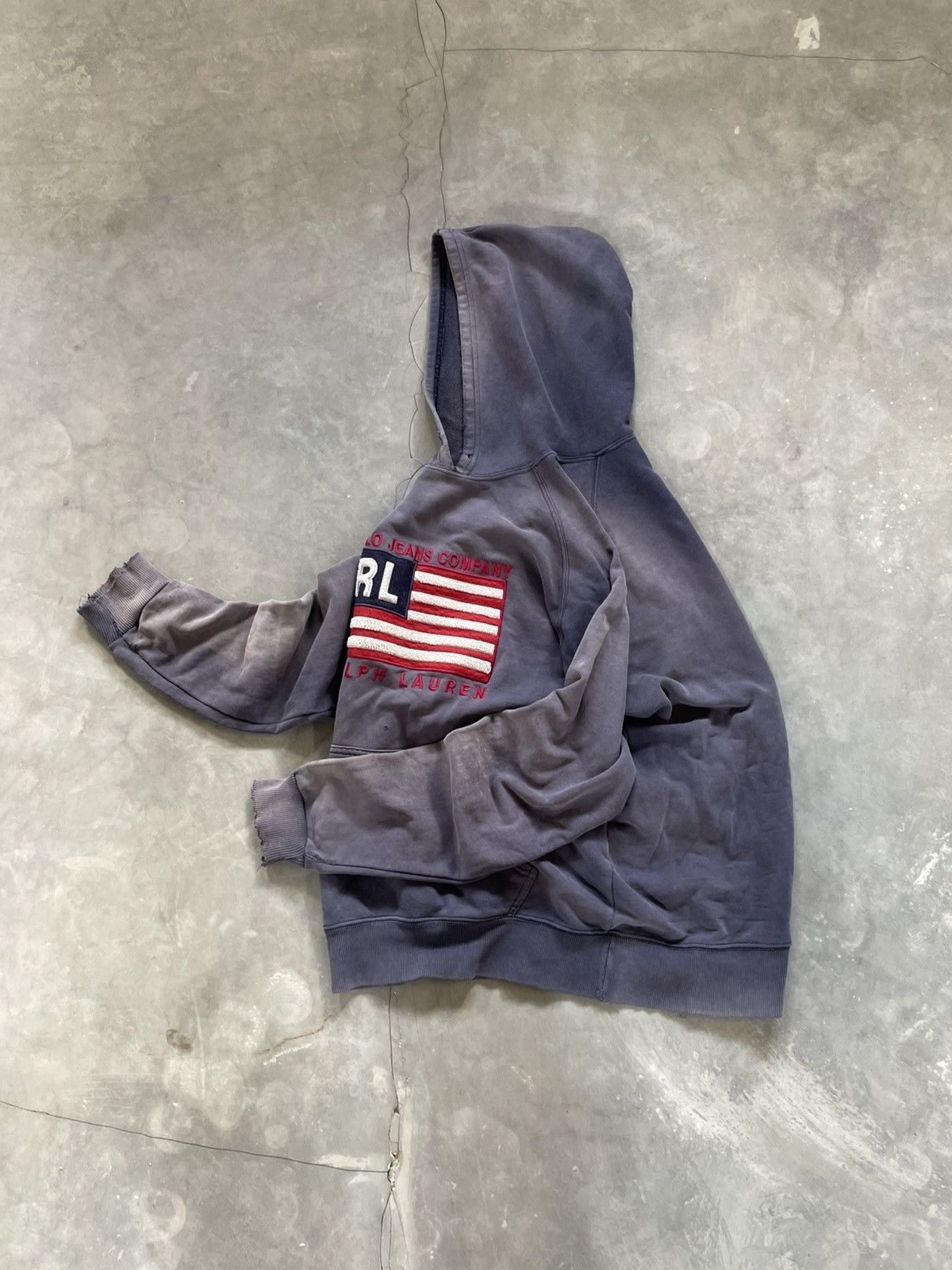 Polo Ralph Lauren 1990’s Vintage Polo Ralph Lauren Distressed Sun Faded Hoodie Size US L / EU 52-54 / 3 - 3 Thumbnail