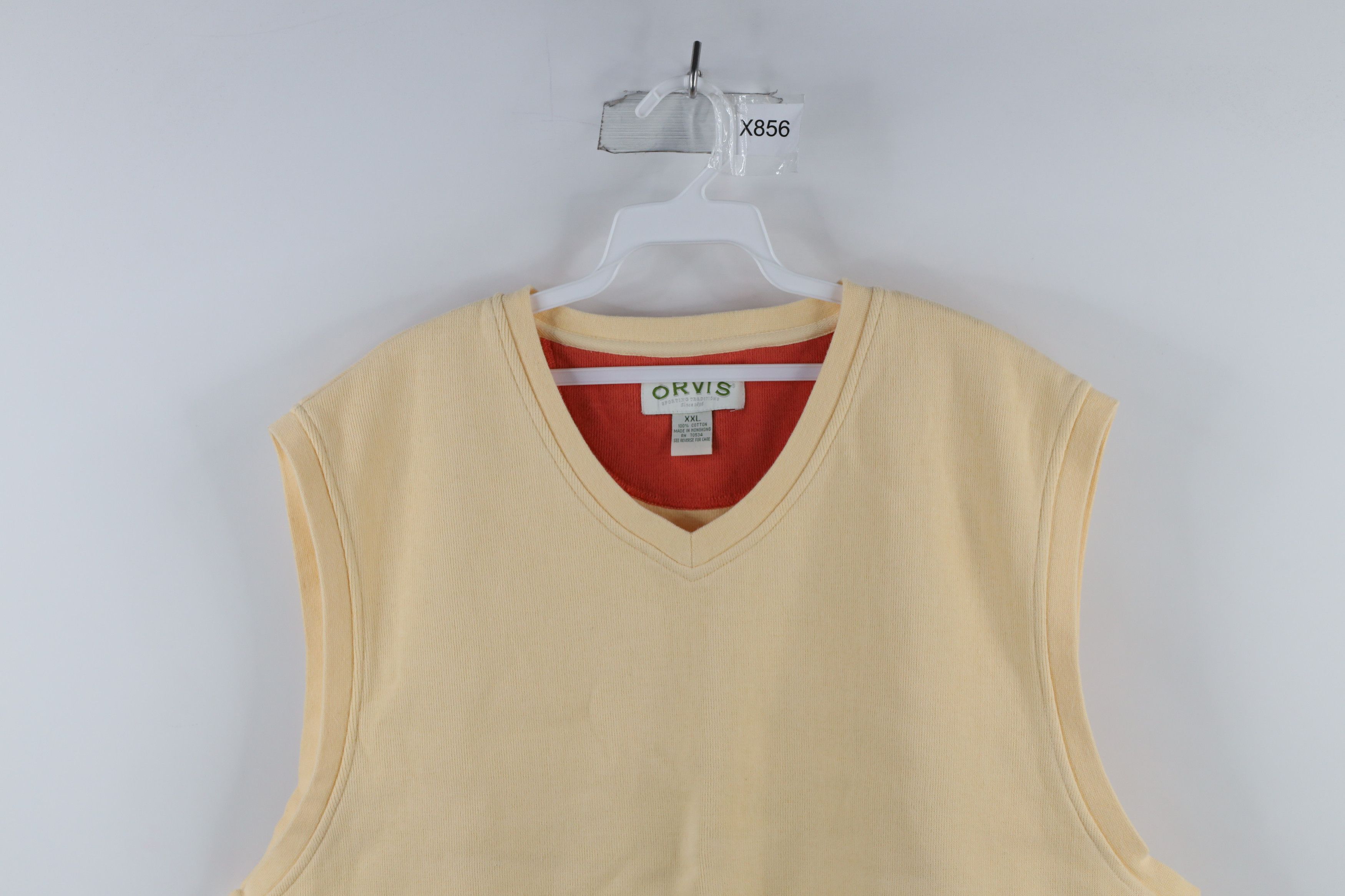 Orvis Vintage 90s Orvis Blank Cotton Knit Sweater Vest Yellow Size US XXL / EU 58 / 5 - 2 Thumbnail