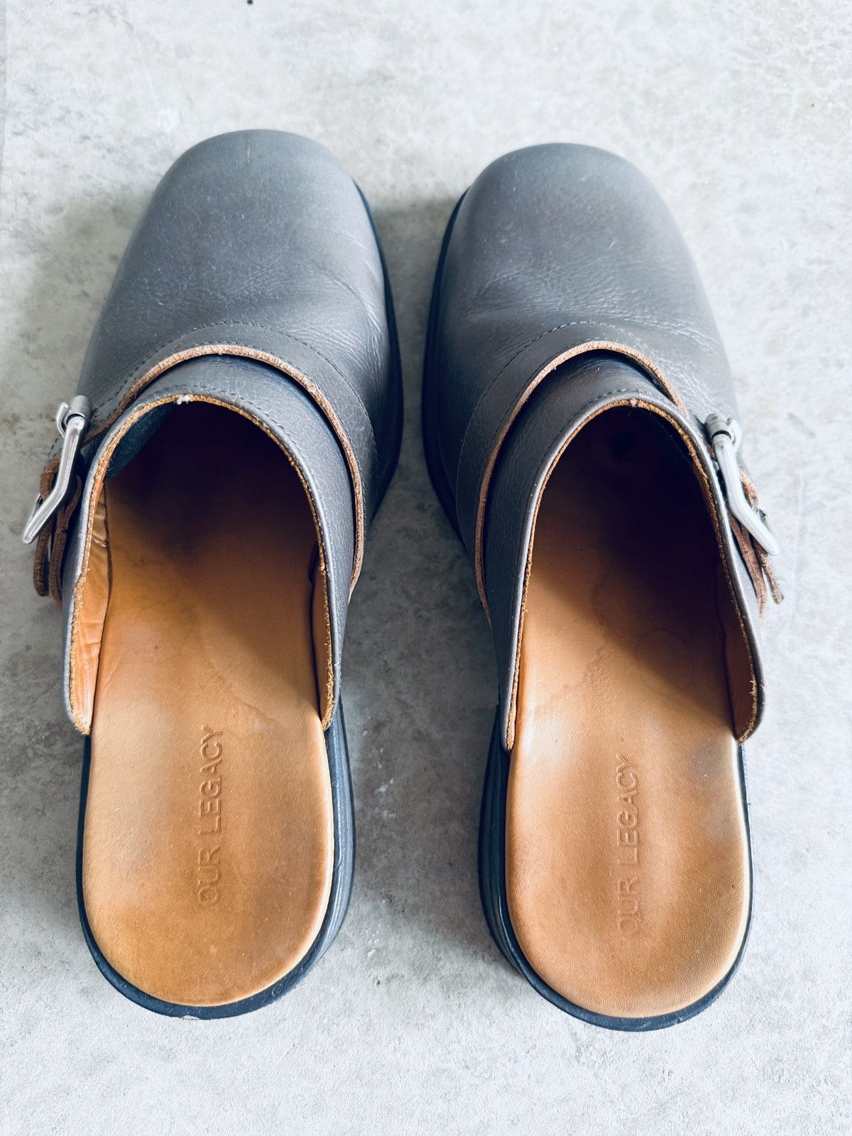 Our Legacy Our Legacy Camion Deep Sky Leather Mules - EU 44 Size US 10.5 / EU 43-44 - 6 Thumbnail