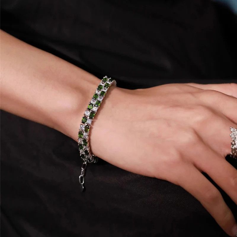 Jewelry Sparkling Green White Zircon Bracelets Size ONE SIZE - 2 Thumbnail