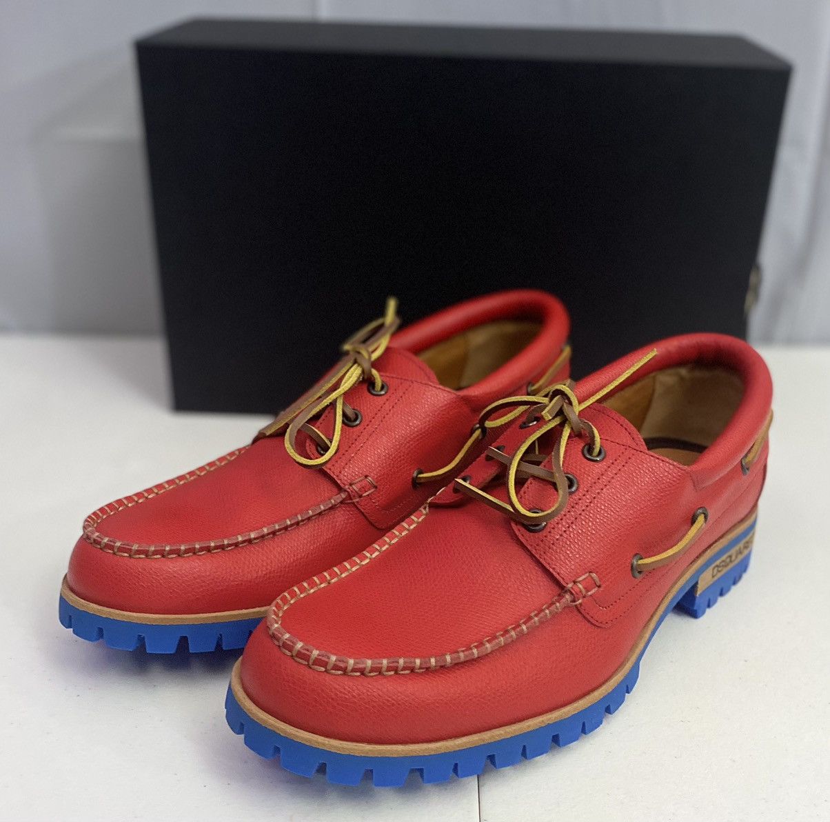 Dsquared2 Dsquared2 🇮🇹 Fire Leather Handmade Contrast Boat Shoes 7 NEW Size US 7 / EU 40 - 1 Thumbnail