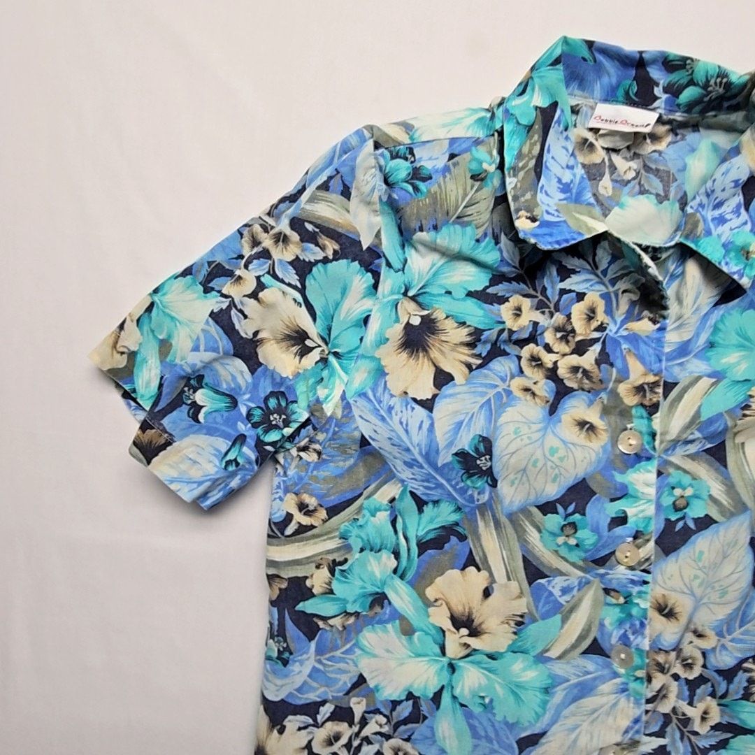 Vintage Vintage Bobbie Brooks Hawaiian Shirt Floral Print Blue L Size L / US 10 / IT 46 - 4 Thumbnail