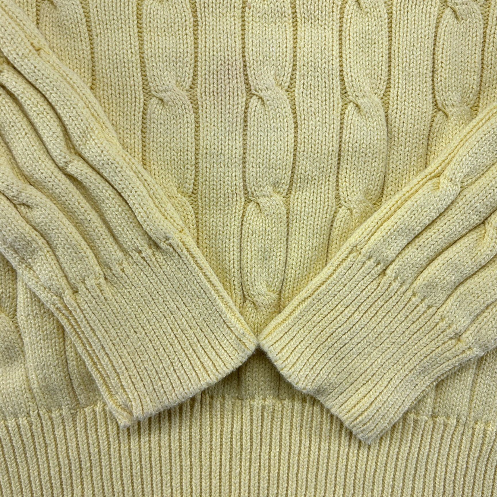 Lands' End VINTAGE Lands' End Sweater Mens M Yellow Pullover Cable Knit Cotton Preppy 80s Men Pullover Crew Neck Long Sleeve Casual Solid 90s Size US M / EU 48-50 / 2 - 3 Thumbnail