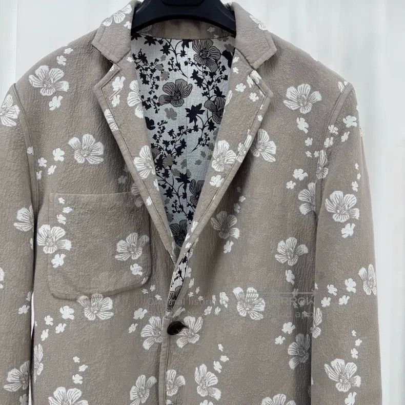 Hermes Hermes Double-sided broken flower cotton and linen blazer Size 46R - 3 Thumbnail