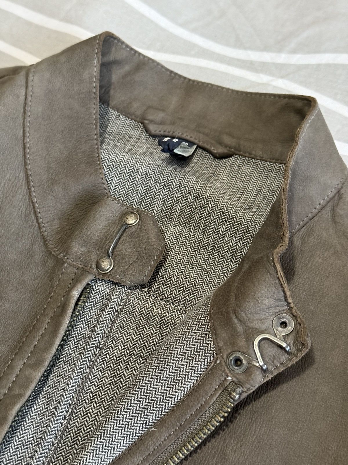 Armani Armani Jeans Leather Bomber Jacket Grey Small Size US S / EU 44-46 / 1 - 11 Thumbnail