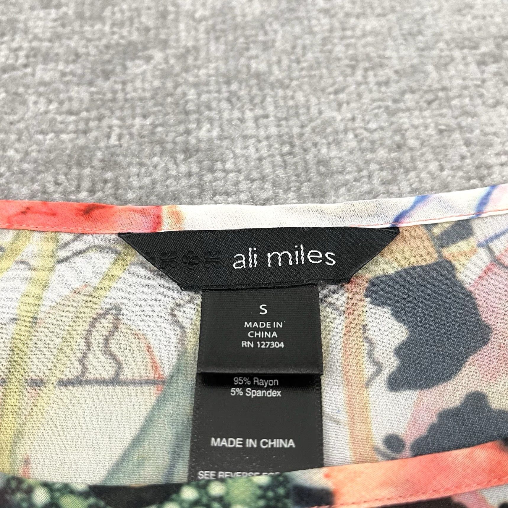 Vintage ALI MILES Shirt Womens Small Wearable Art Abstract Floral Sheer Blouse Flare Top Size S / US 4 / IT 40 - 2 Thumbnail