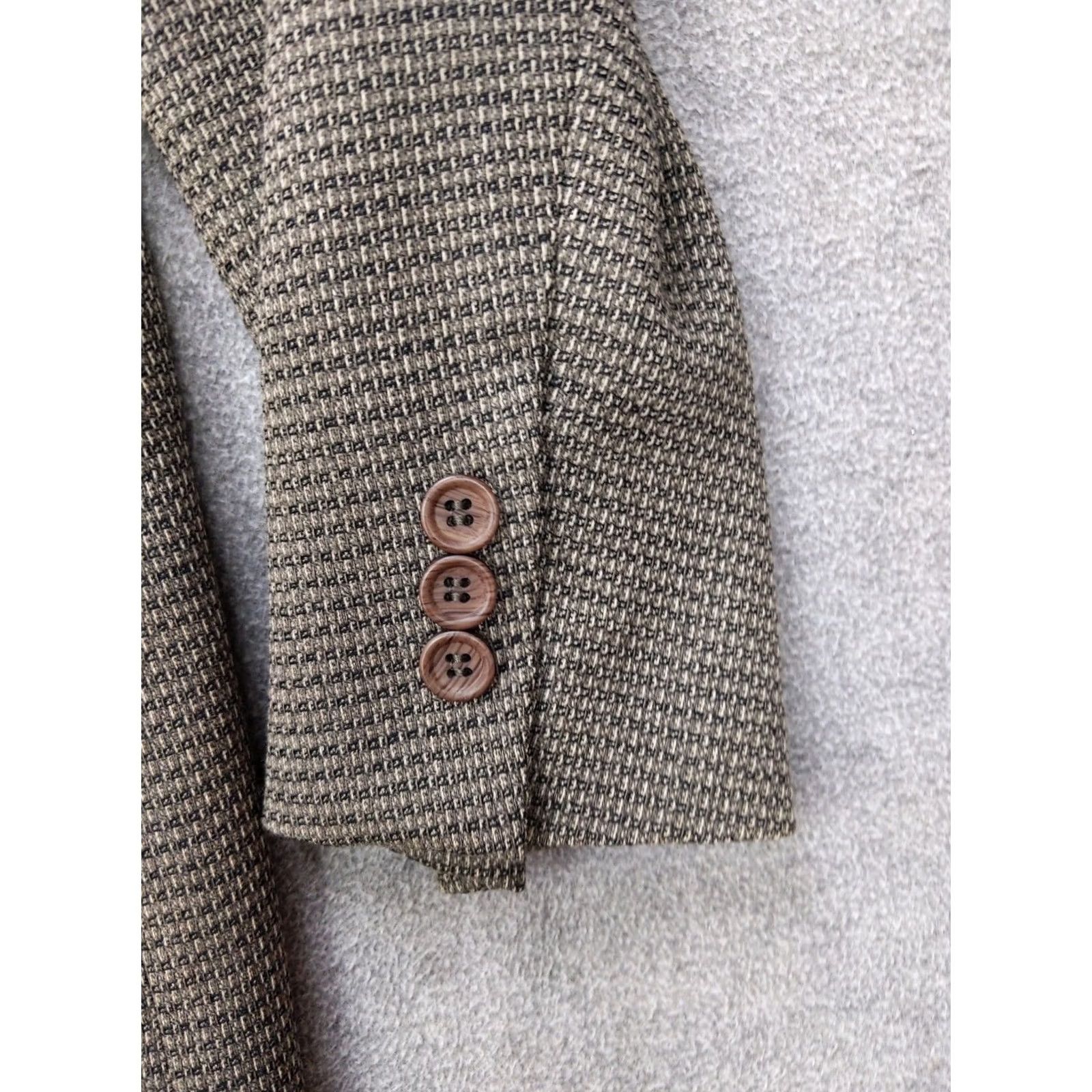 Vintage Daniel Hechter Blazer Mens 43 Long Brown Wool Tweed Check Single-Breasted 3-in-1 Jacket Size 44R - 2 Thumbnail