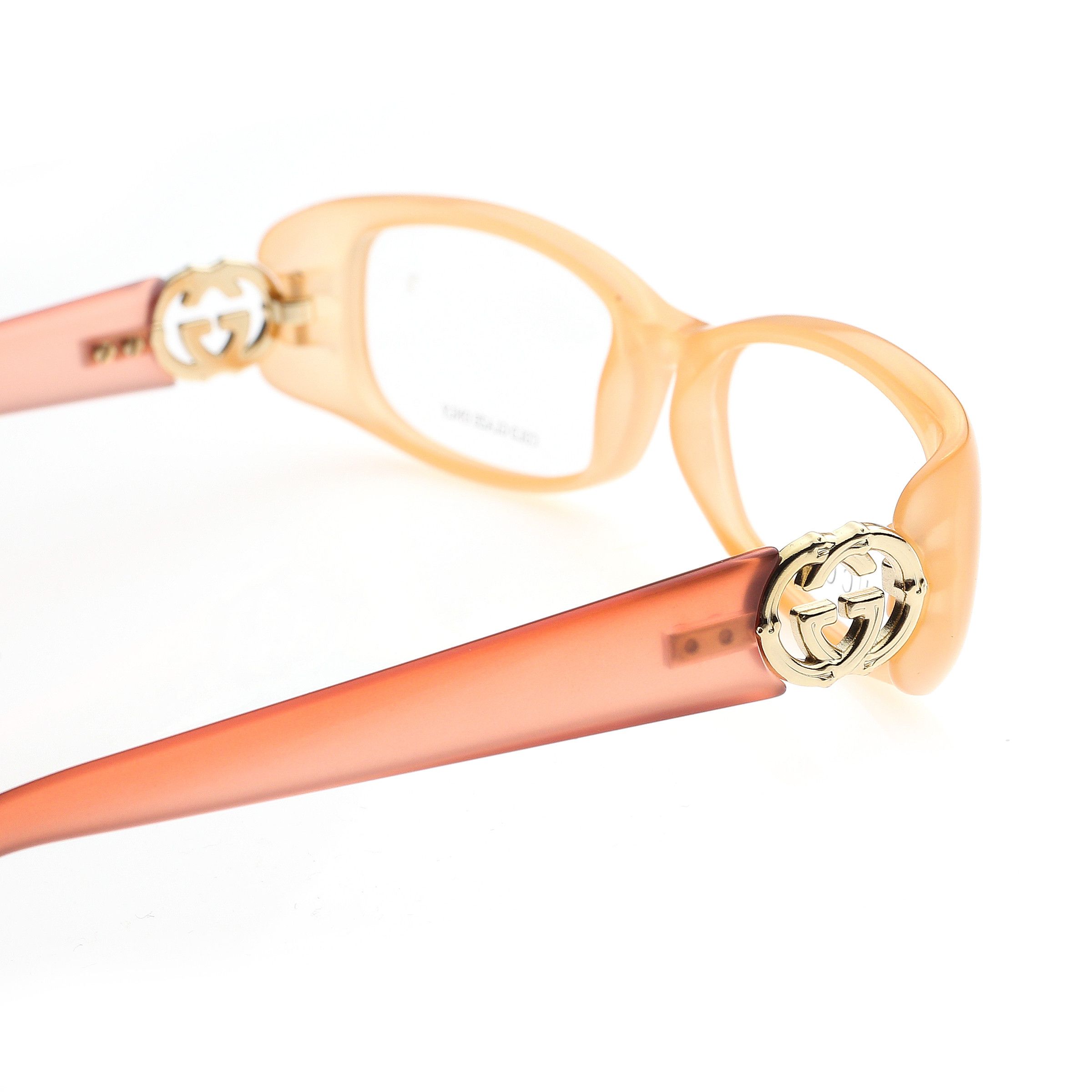 Gucci × Vintage Gucci '00s Peach & Red Signature Rectangular Frame Glasses Size ONE SIZE - 2 Thumbnail