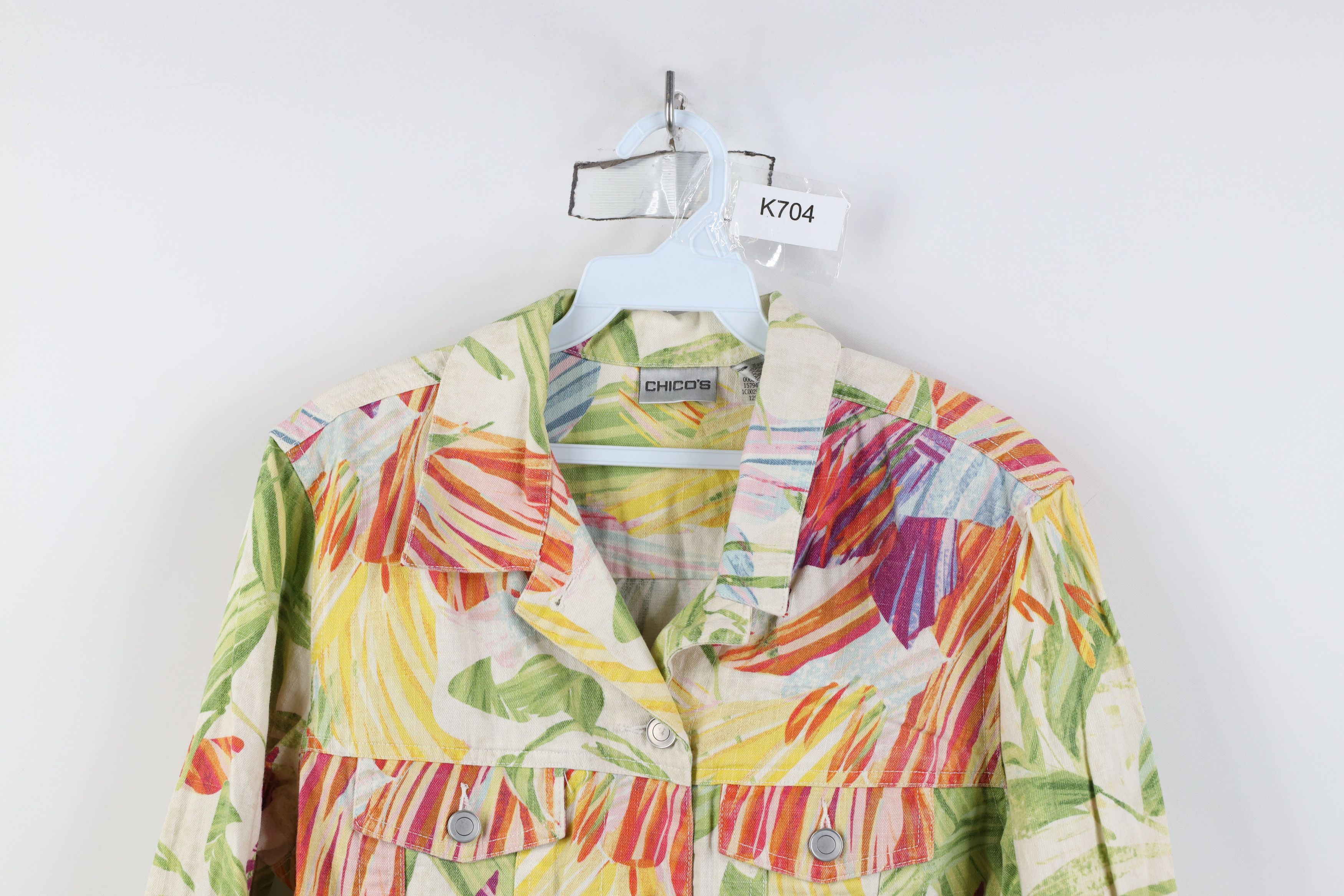 Chicos Vintage Chicos All Over Print Flower Linen Trucker Jacket Size XS / US 0-2 / IT 36-38 - 2 Thumbnail
