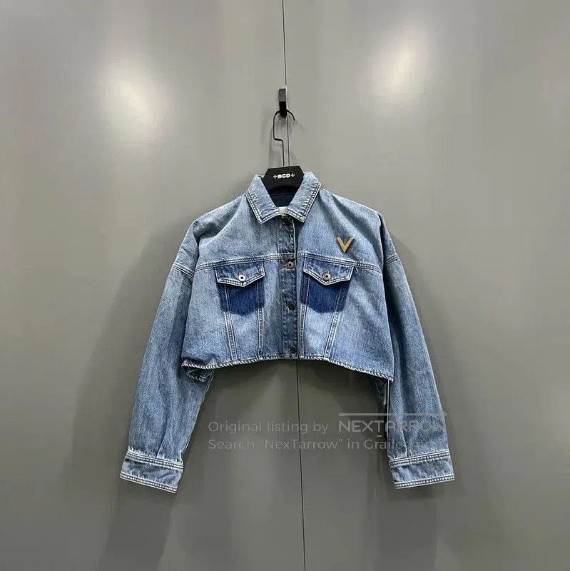 Valentino Valentino Blue Denim Cropped Jacket for Women . Size XXS / US 00 / IT 34 - 1 Thumbnail