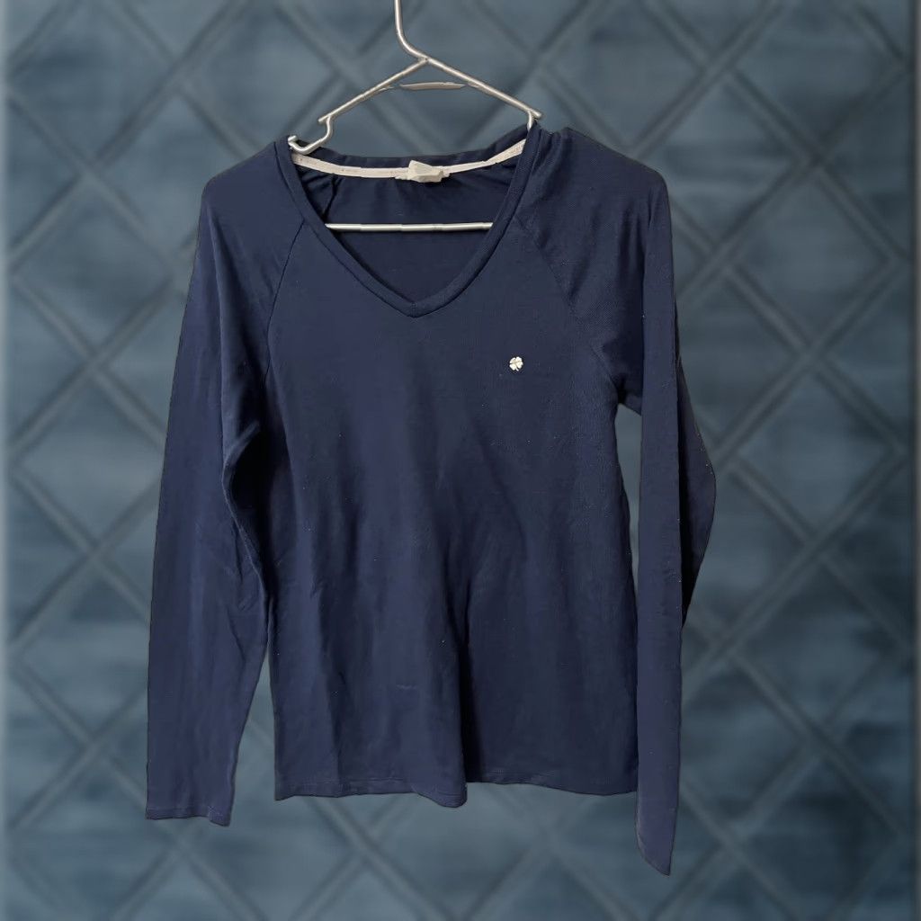 Lucky Brand Lucky Brand Sleep Shirt Medium Navy Blue V Neck Solid Long Sleeve Womens Size M / US 6-8 / IT 42-44 - 1 Thumbnail