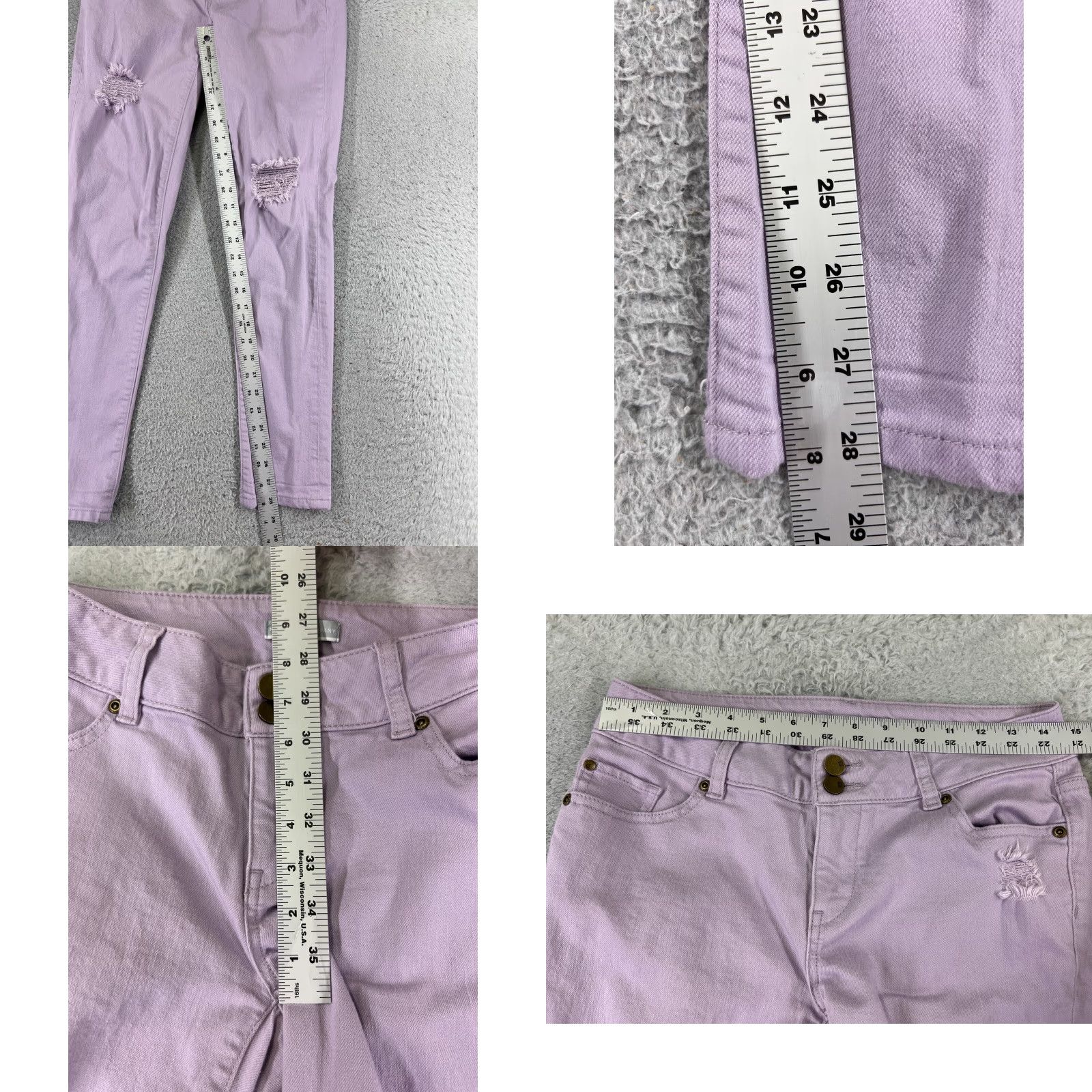 Vintage New York & Company Pants Womens 2 Purple Distressed Straight Leg Low Rise 27x28 Size 26" / US 2 / IT 38 - 8 Thumbnail