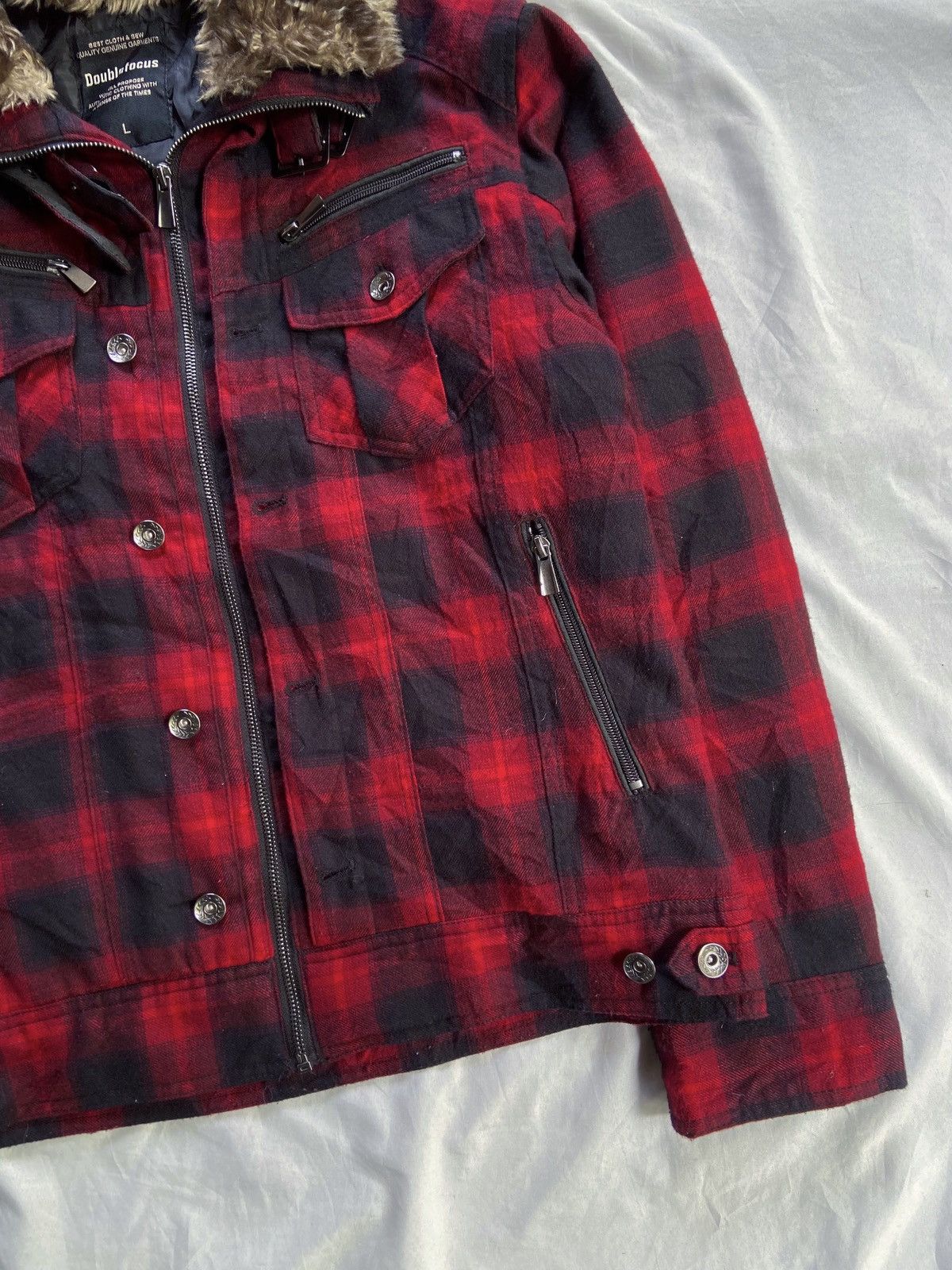 PPFM DOUBLE FOCUS BONDAGE PUNK PLAID FUR JACKET Size US M / EU 48-50 / 2 - 4 Thumbnail