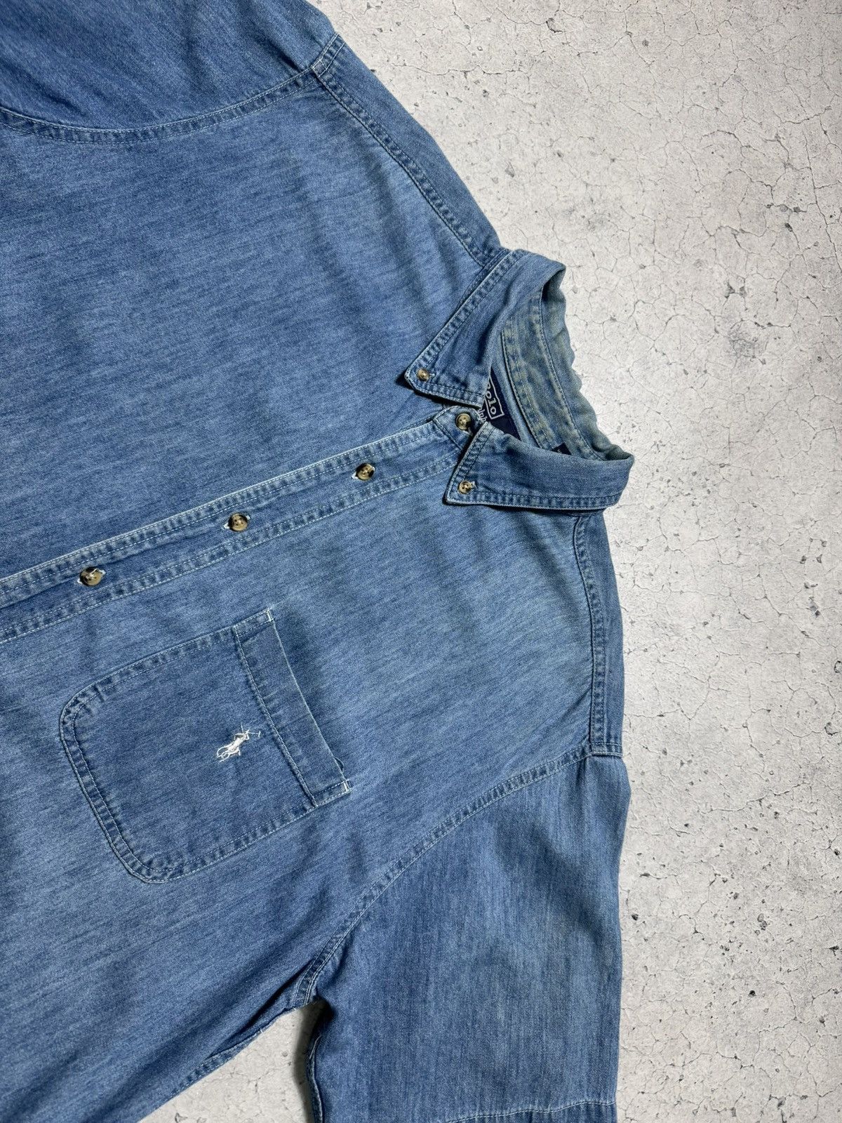 Polo Ralph Lauren Polo Ralph Lauren Vintage 80’s Denim Short Sleeve Shirt Size US L / EU 52-54 / 3 - 4 Thumbnail