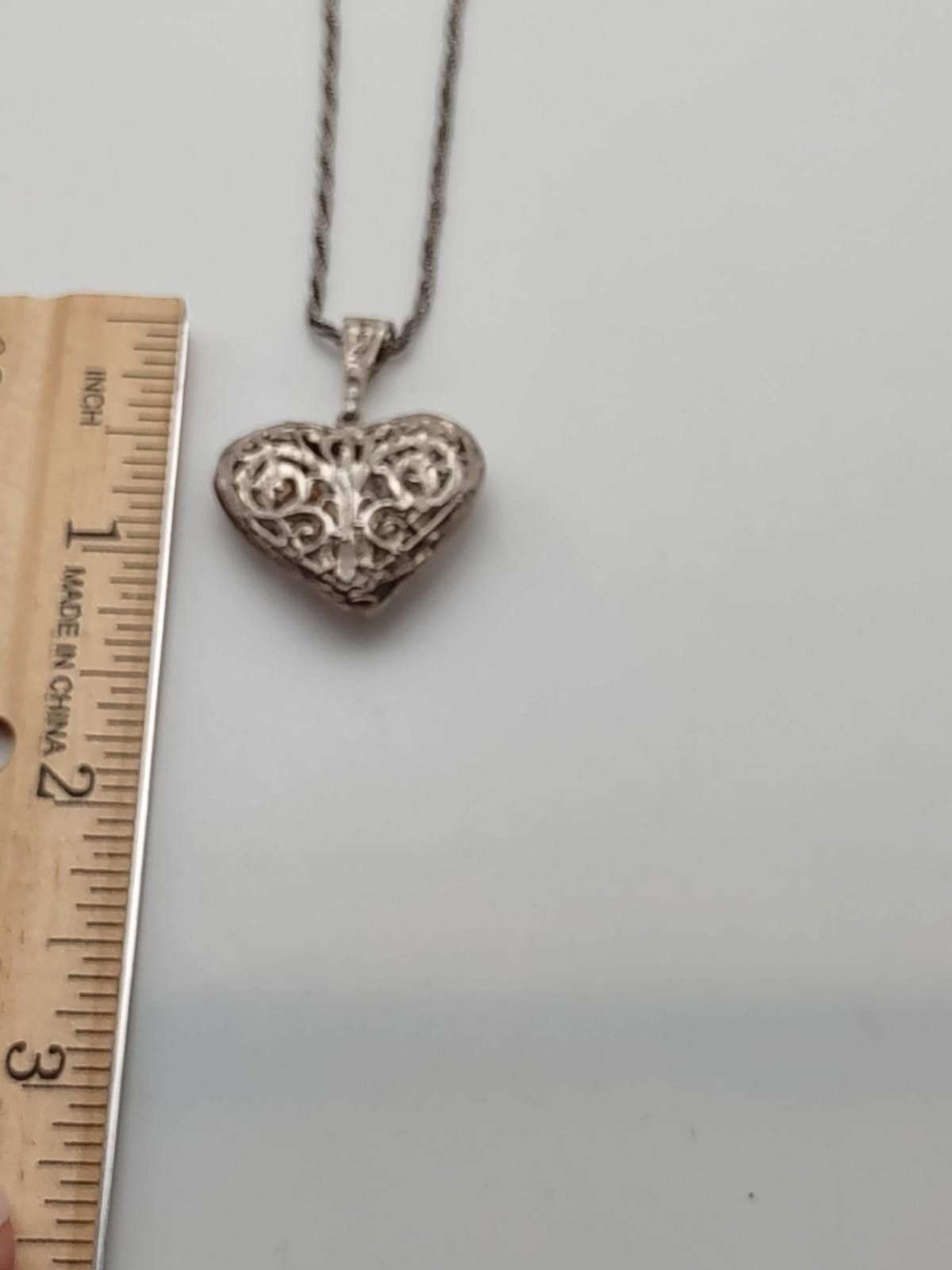 Other Sterling Silver Filigree Heart Pendant 24” Chain Italy 925 Size ONE SIZE - 3 Thumbnail