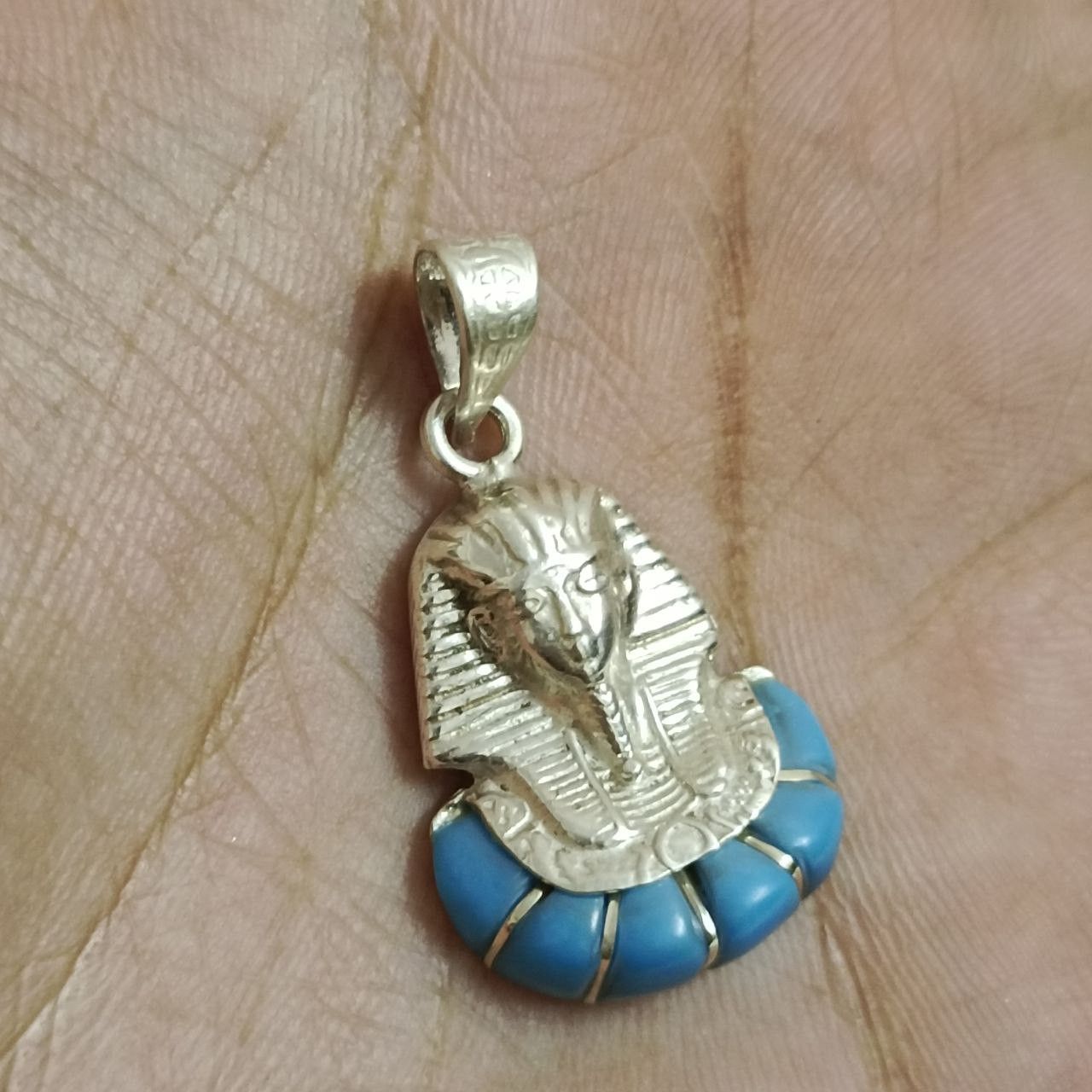 Sterling Silver 925 Sterling Silver Egyptian Pharaoh pendant turquoise Size ONE SIZE - 1 Thumbnail