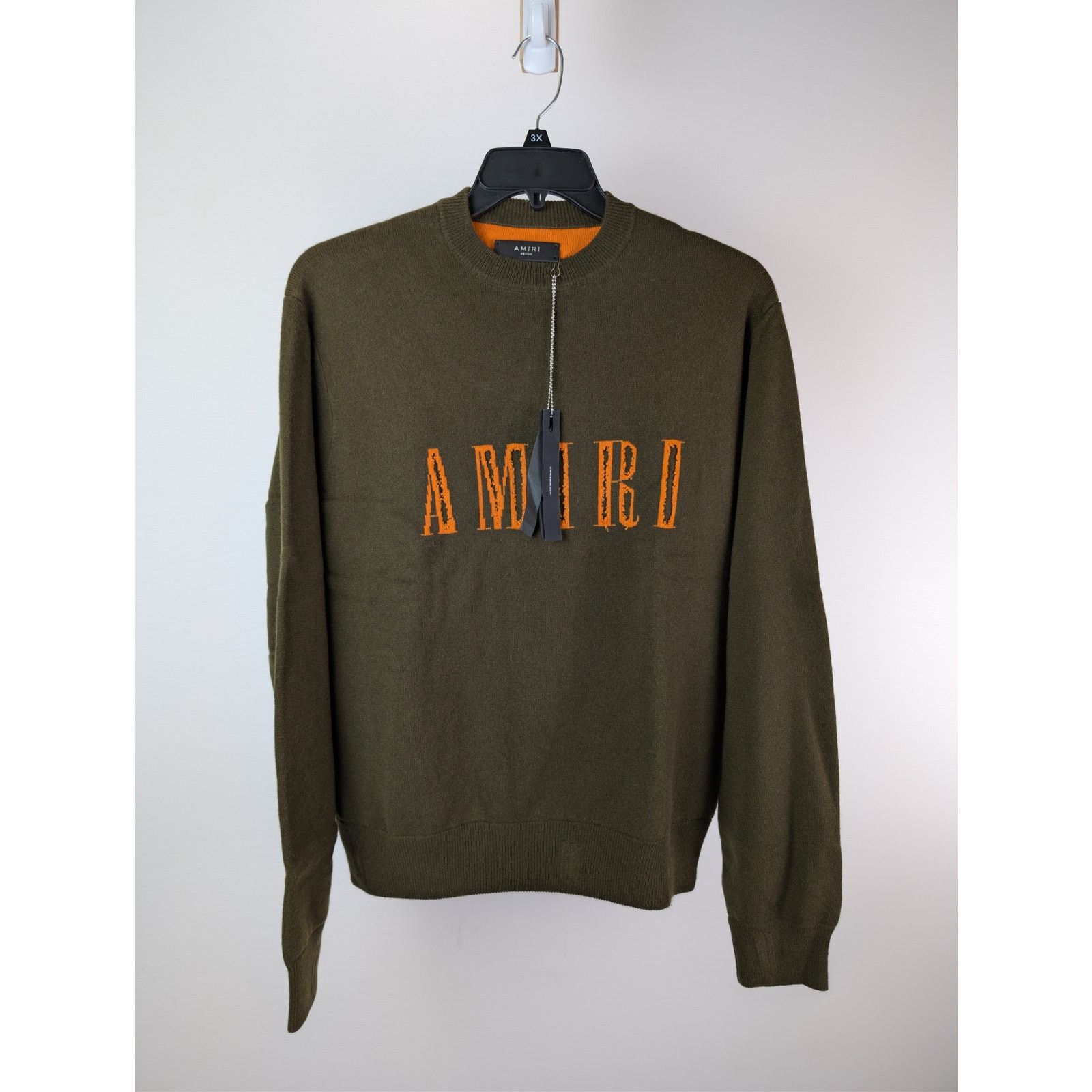Amiri o1rshd1 Cut away Logo Crewneck Sweatshirt Military/Nastrium Size US M / EU 48-50 / 2 - 7 Thumbnail
