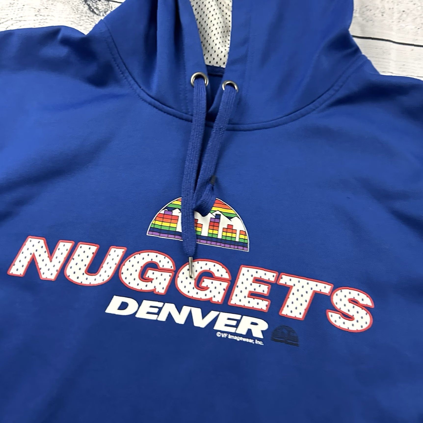 Vintage Majestic Denver Nuggets Hoodie Sweatshirt Men's XL Blue Hardwood Classics Pullover Fans Size US XL / EU 56 / 4 - 2 Thumbnail