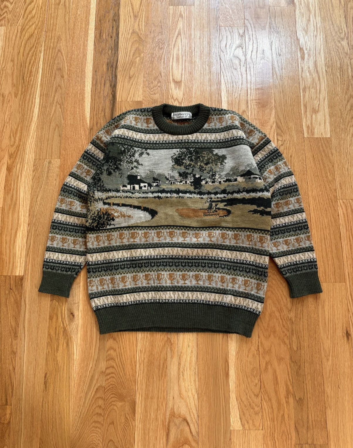 Burberry Burberry Vintage 90s Golf Logo Knit Wool Sweater 40 Medium Size US M / EU 48-50 / 2 - 2 Thumbnail