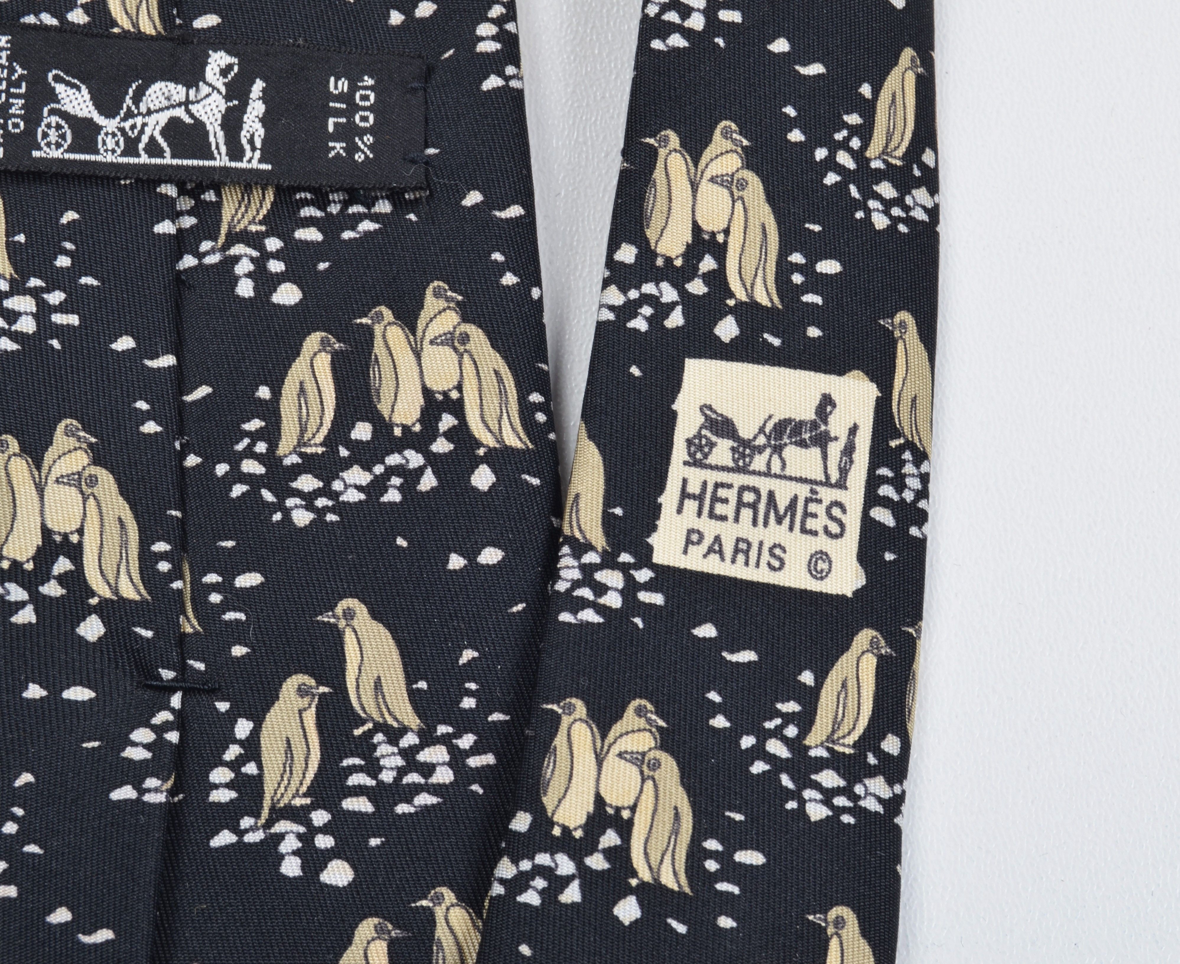 Hermes Hermes Paris 7334 EA Silk Black Penguin Tie Size ONE SIZE - 8 Thumbnail