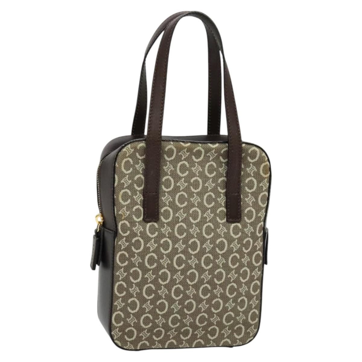 CELINE C Macadam Canvas Hand Bag Beige Gold