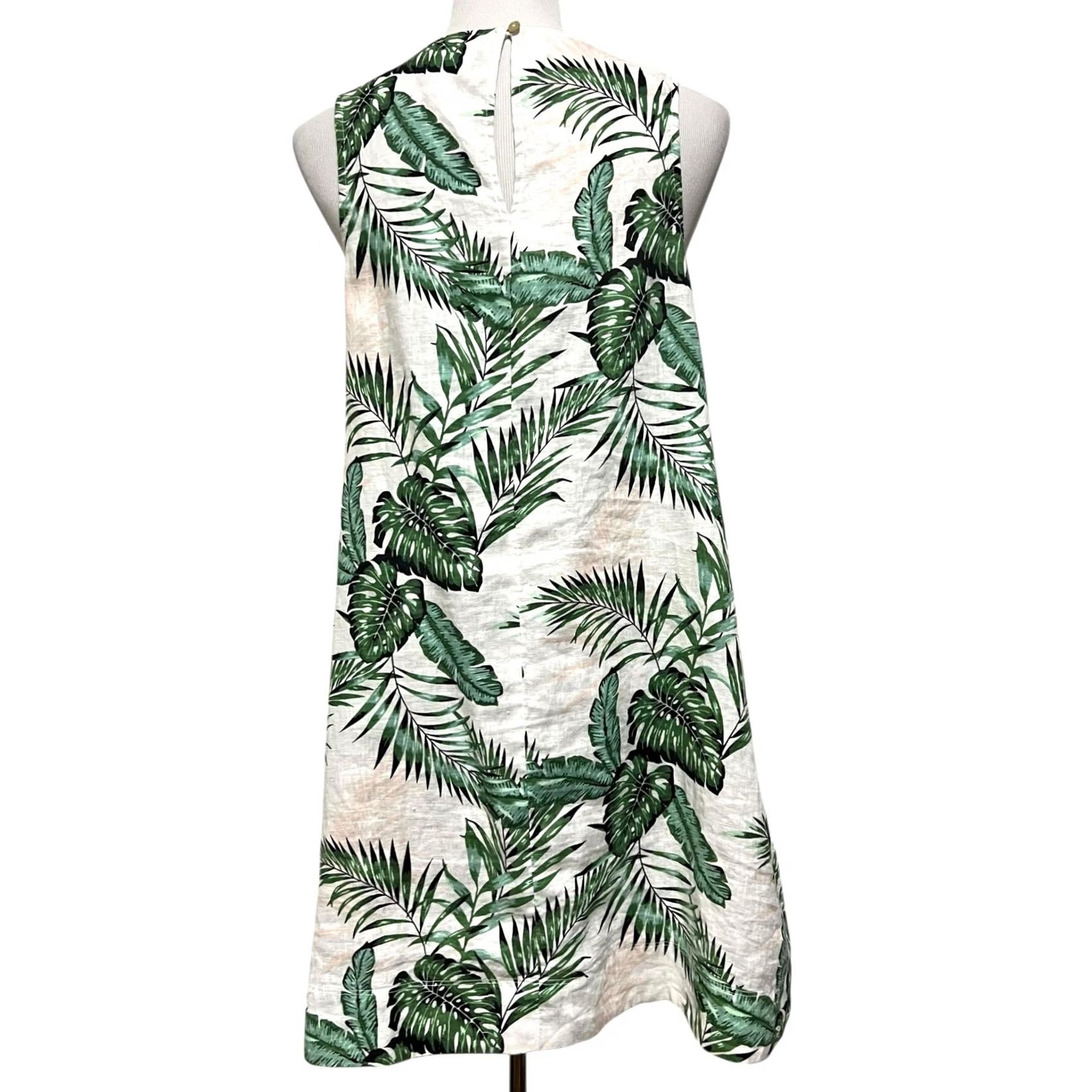 Vintage C&C California 100% Linen Tropical Floral Print Sleeveless Dress S Moon Palm Green Women's Dress Sleeveless Size S Size S / US 4 / IT 40 - 6 Thumbnail