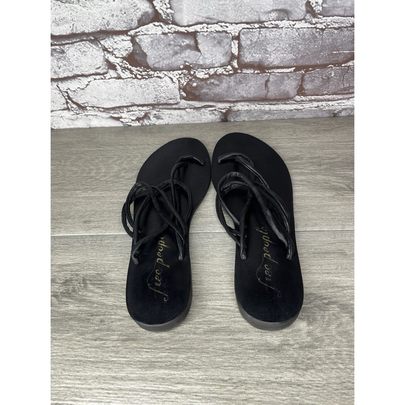 Free People Free People Kayla Black Leather Strappy Slides Sandals Women Size US 7.5 / IT 37.5 - 5 Thumbnail