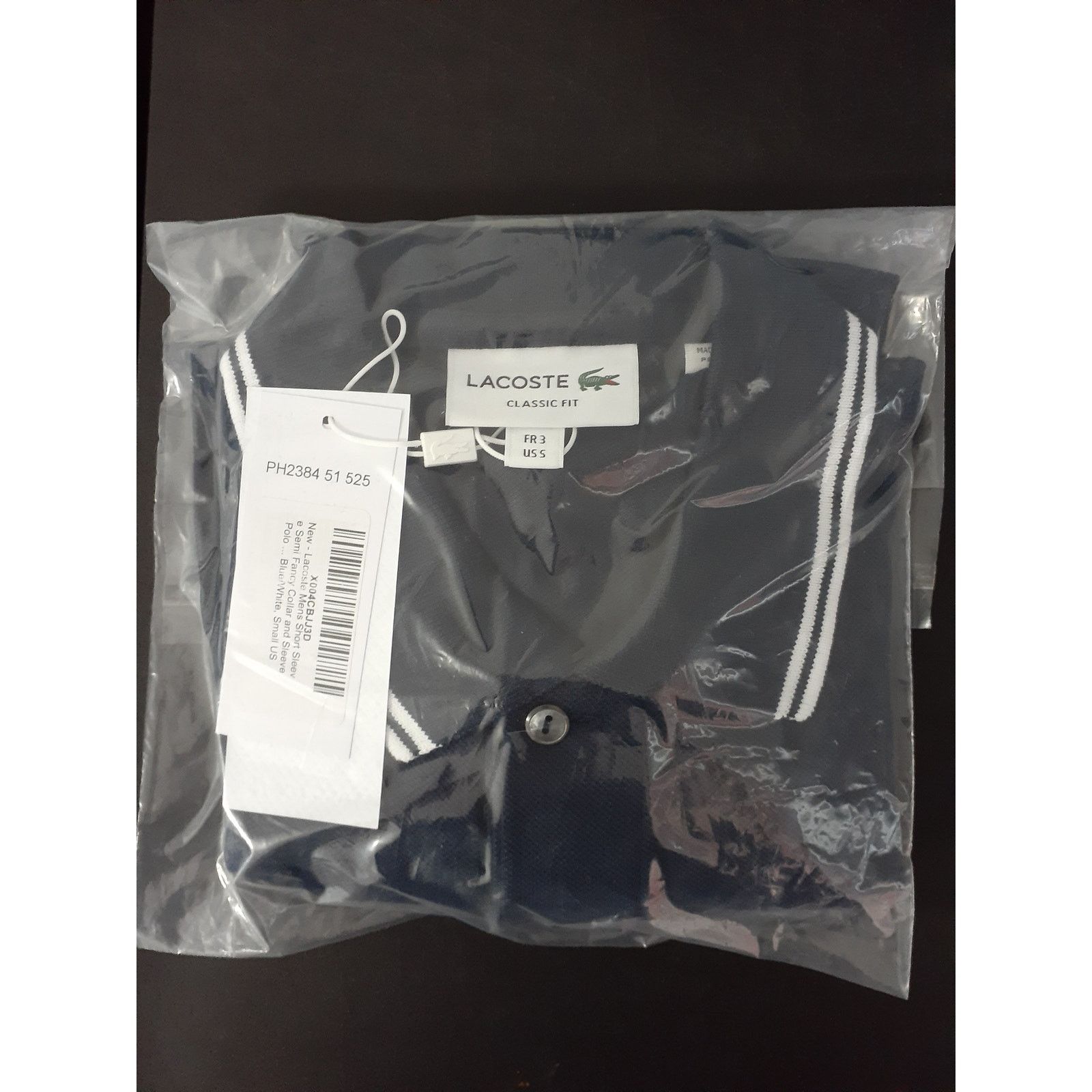 Lacoste Lacoste Men's Short Semi Fancy Collar and Sleeve Polo Navy S Size US S / EU 44-46 / 1 - 2 Thumbnail