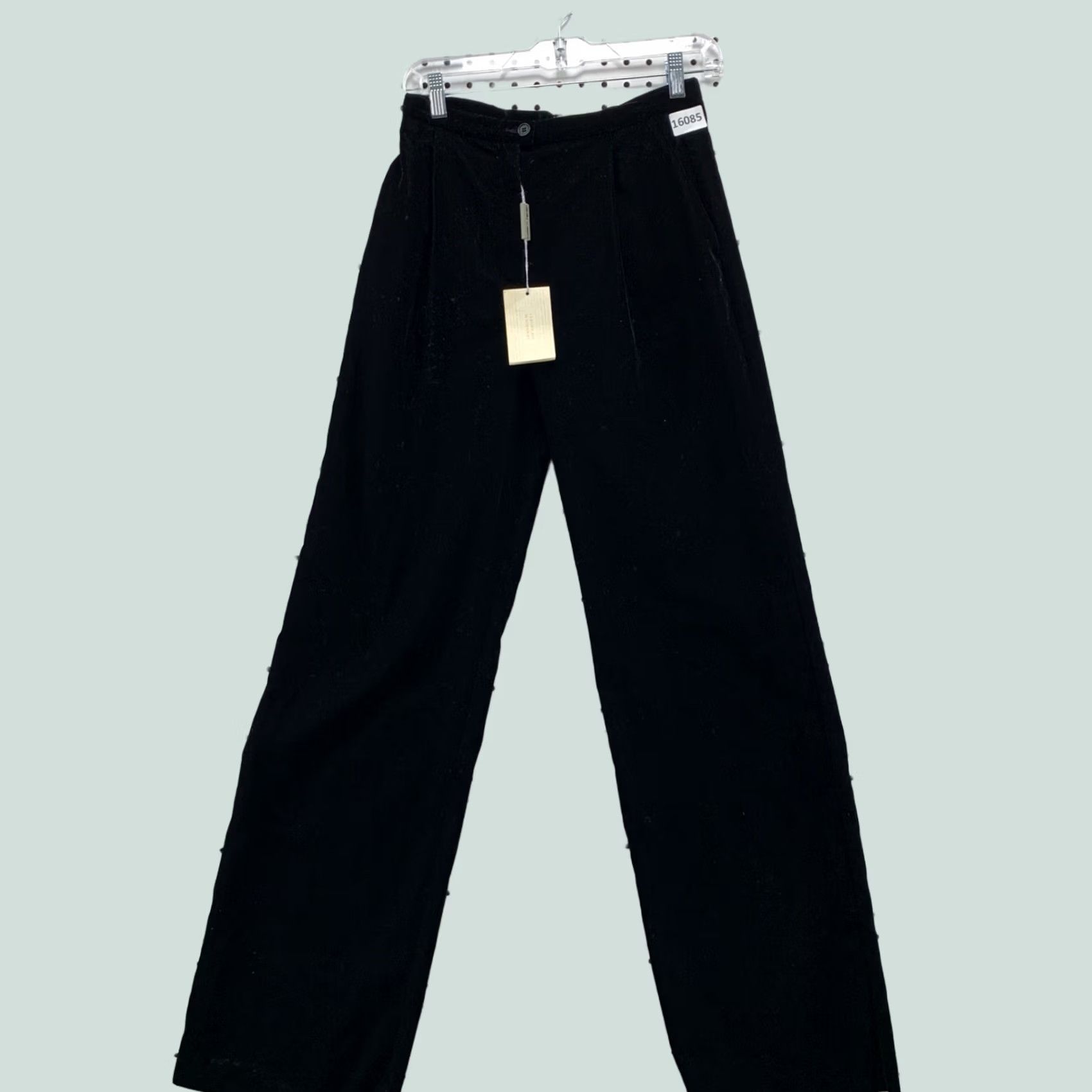 Emporio Armani VINTAGE Emporio Armani Black Womens Velour Pants Wide Leg Fit 25X30 NEW Size 42" / US 20 - 1 Thumbnail