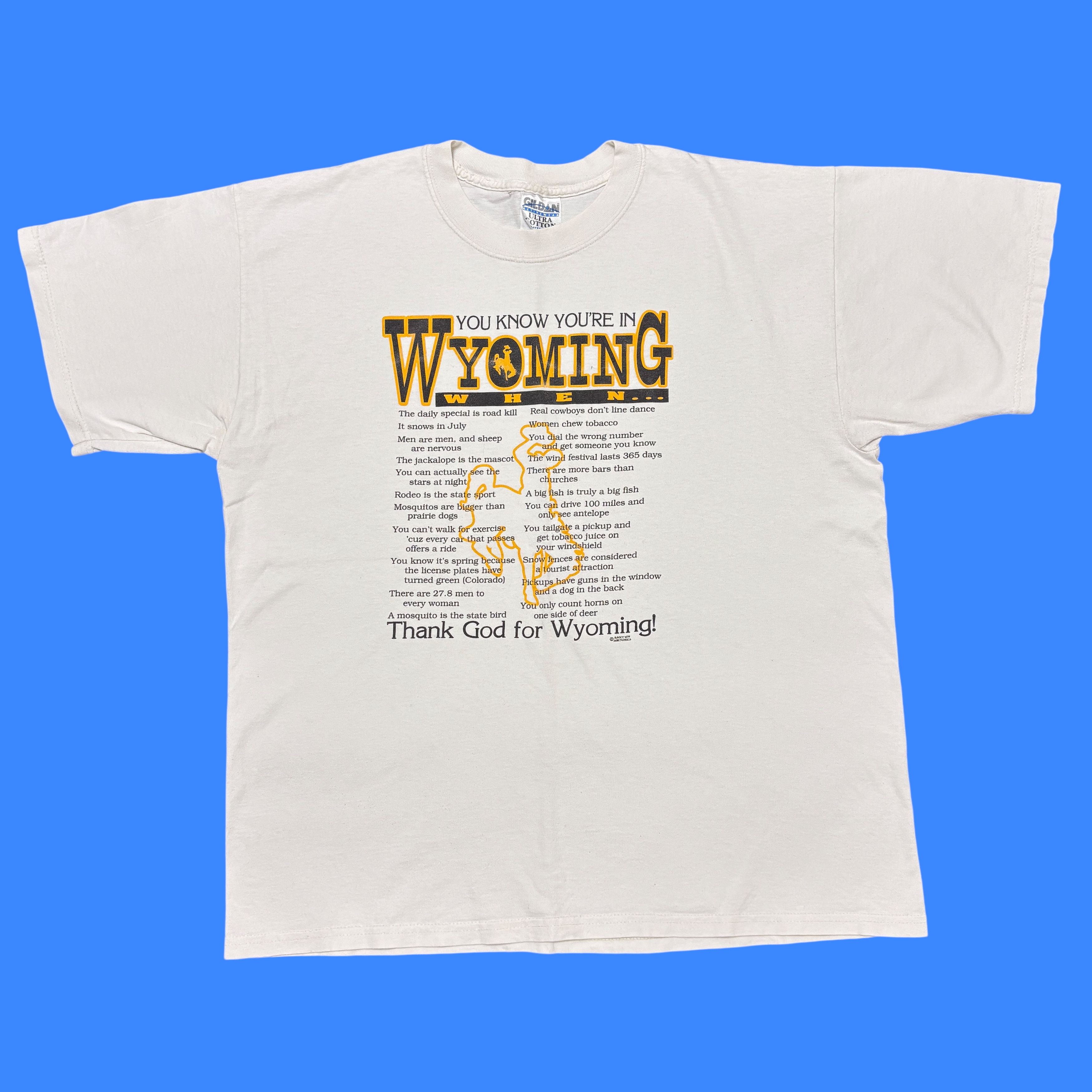 Vintage Vintage Humor Shirt Y2K Wyoming USA Quote Graphic Tee Size US XL / EU 56 / 4 - 1 Thumbnail