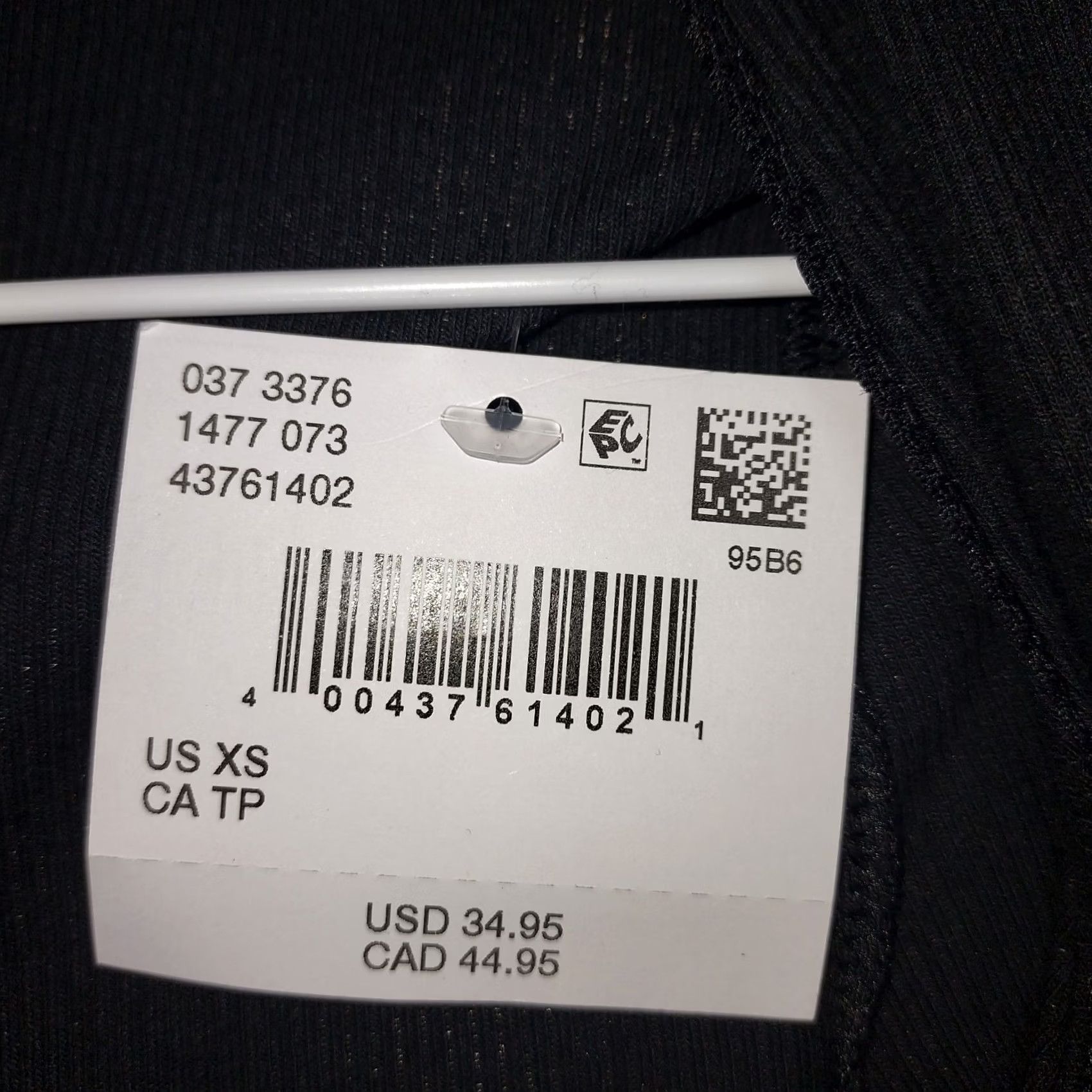 American Eagle Outfitters American Eagle Outfitters Women’s XS Black Ribbed Bow Front Long Sleeve Top Size XS / US 0-2 / IT 36-38 - 4 Thumbnail