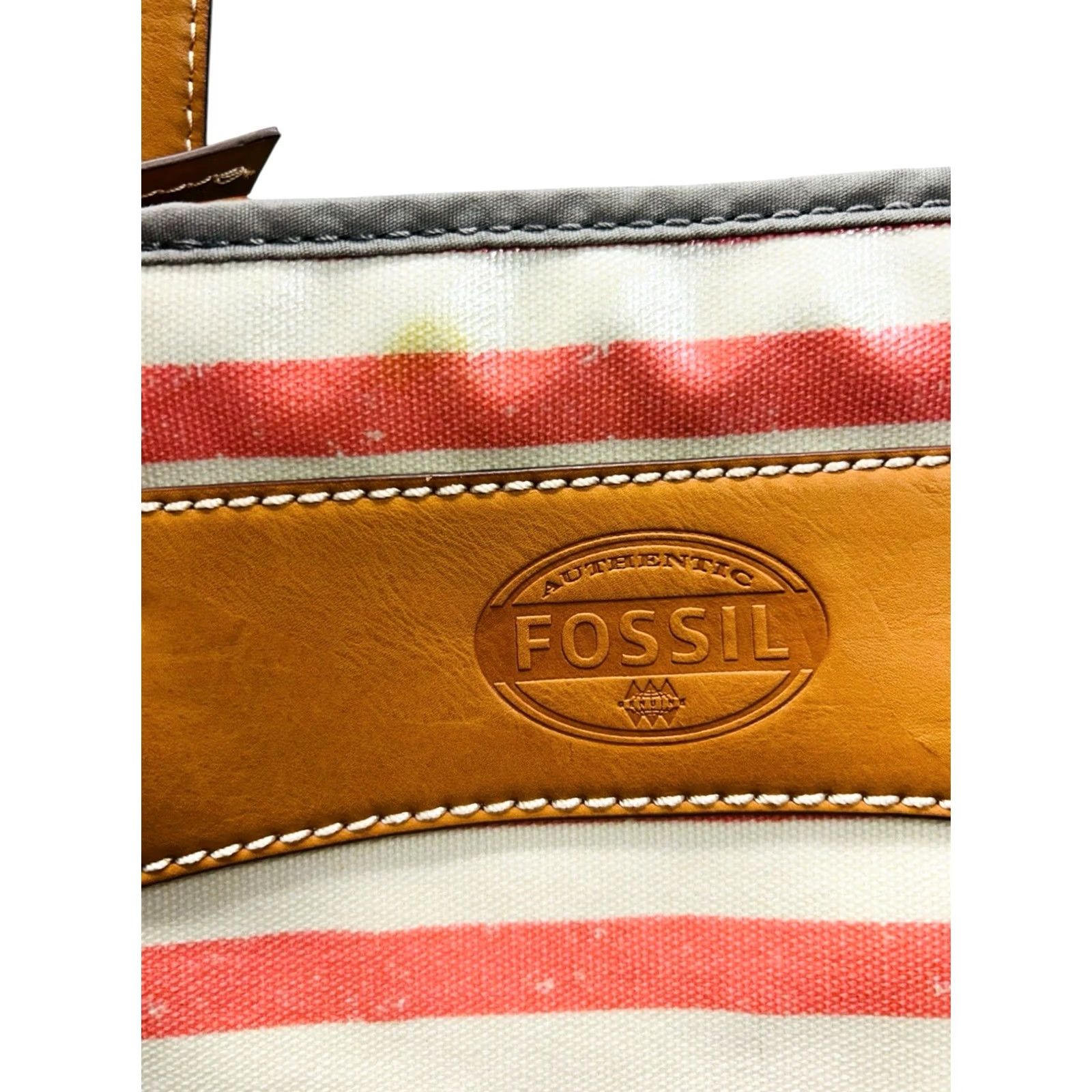 Fossil Fossil Coral Multi Pink Striped Shoulder Bag Women Tote Purse W/ Defects, New, with Stain On Top & Bottom, Email Pictures for Details Size ONE SIZE - 6 Thumbnail