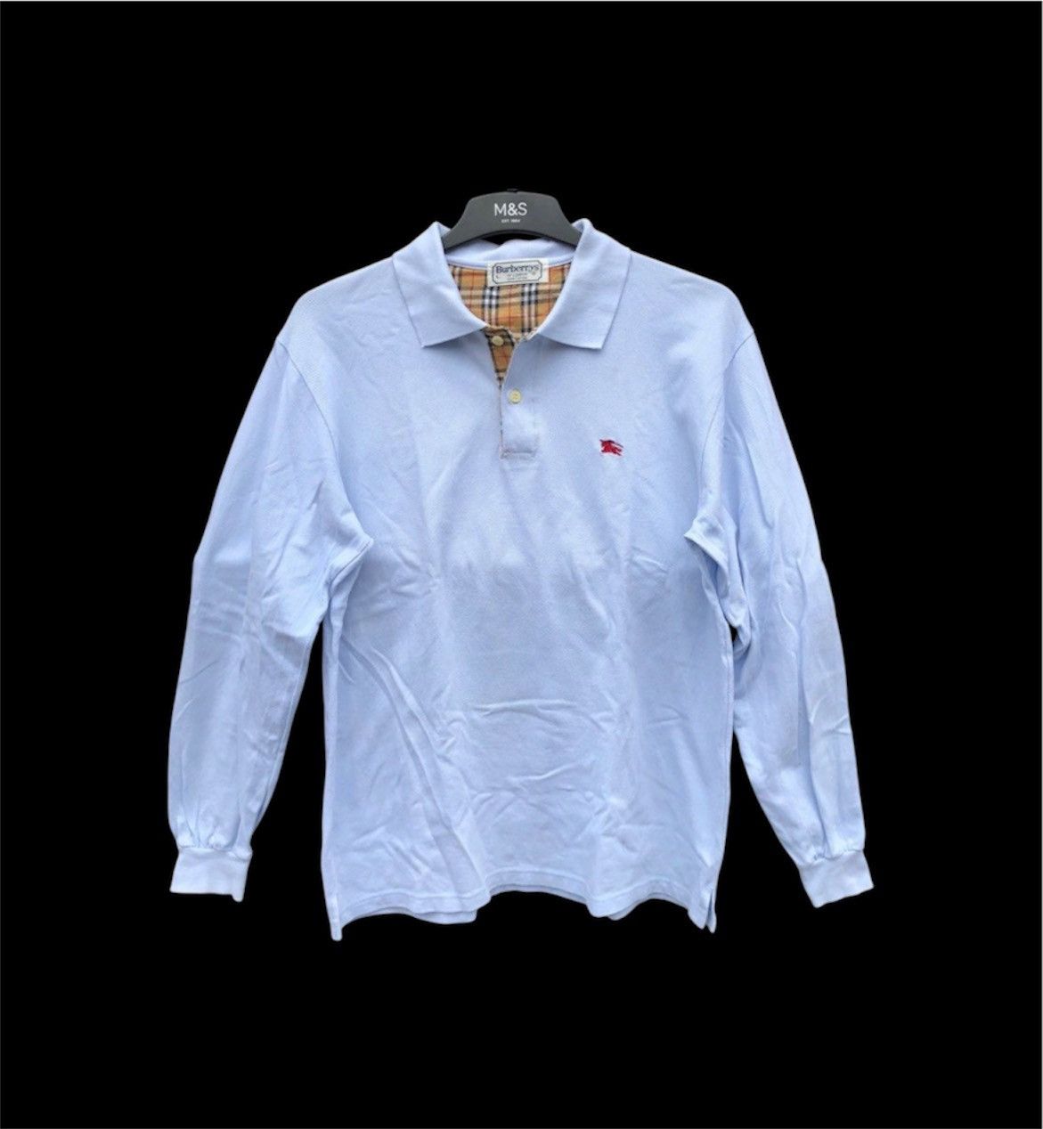 Burberry Burberrys of London Nova Check Long Sleeve Rugby White Size US L / EU 52-54 / 3 - 1 Thumbnail