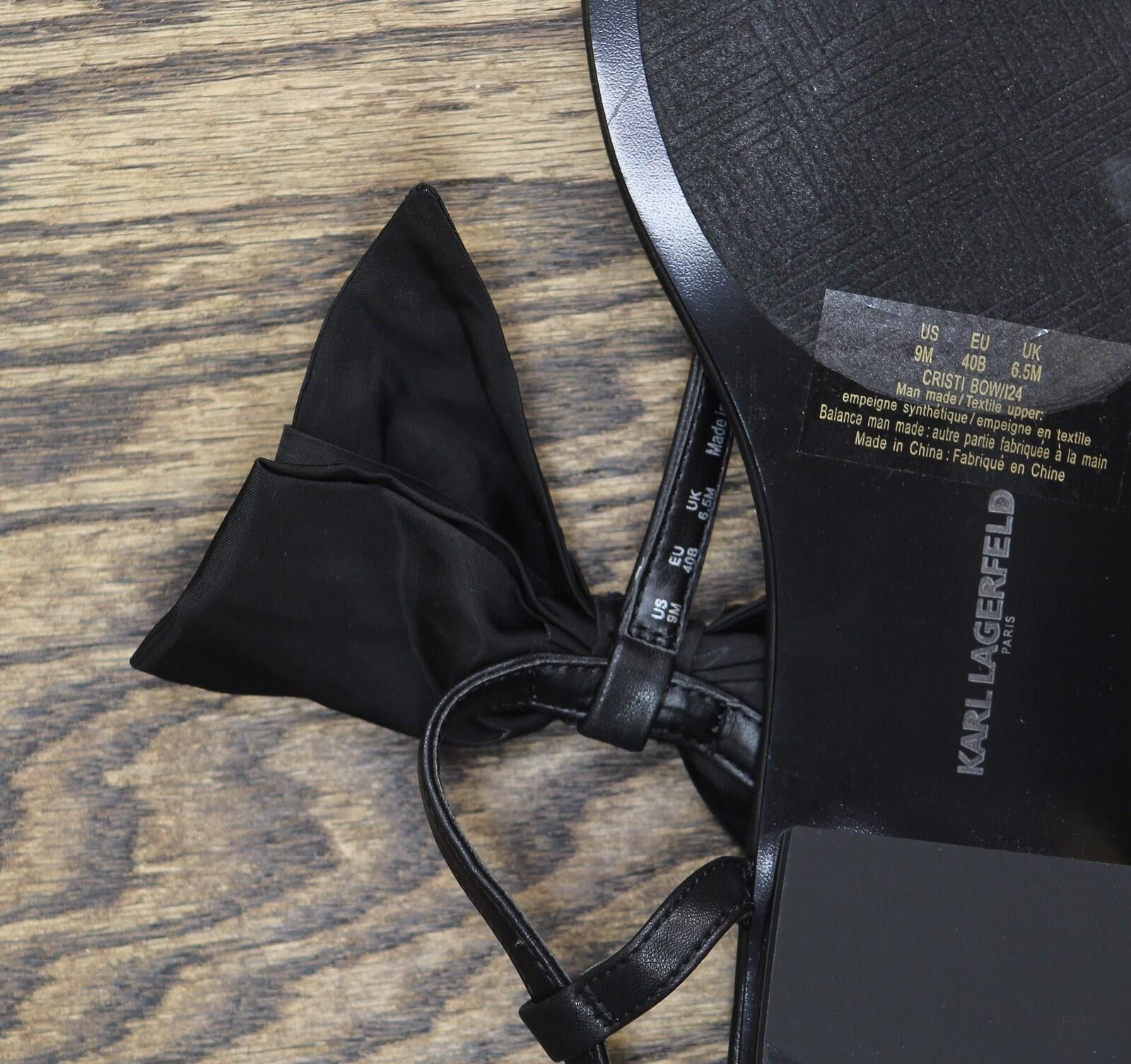 Karl Lagerfeld Nwt Karl Lagerfeld Studded Bow Thong Sandal Slide Black 9m Size US 9 / IT 39 - 8 Thumbnail