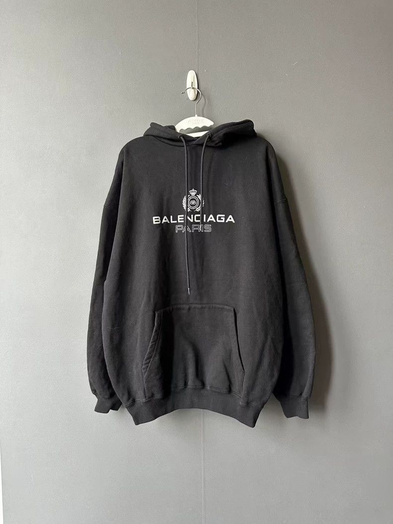 Balenciaga Balenciaga Black Crown Hooded Sweatshirt - dmc Size US M / EU 48-50 / 2 - 1 Thumbnail