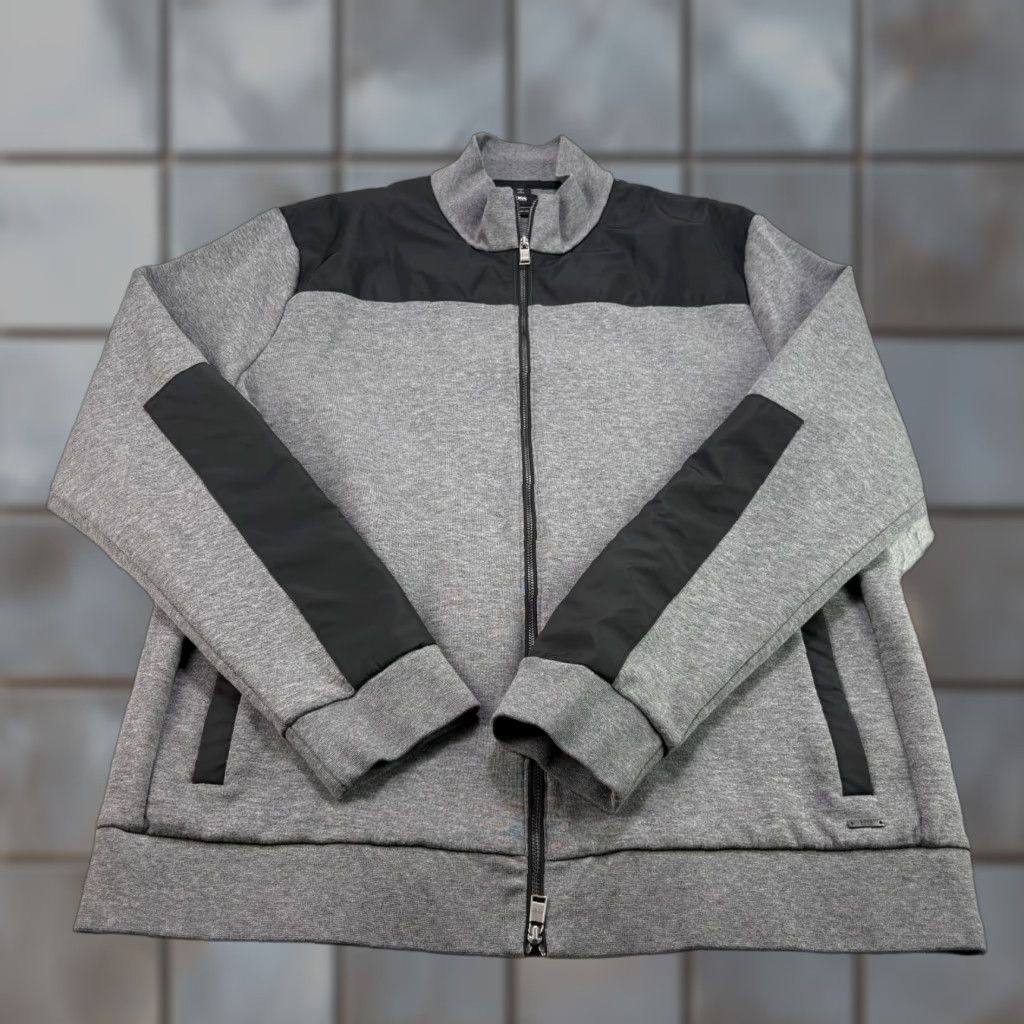 VINTAGE Hugo Boss Mens Bomber Jacket 2XL Full Zip Gray Lightweight