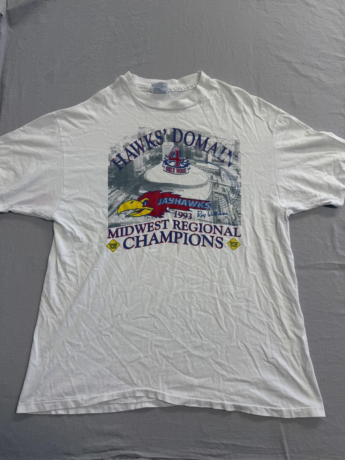 Hanes Vintage Kansas Jayhawks 1993 Beware of the Phog Roy Williams Size US XL / EU 56 / 4 - 1 Thumbnail